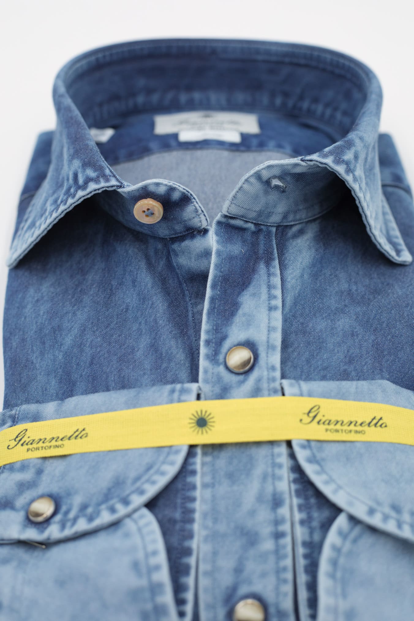 GIANNETTO PORTOFINO Camicia Denim Marmorizzato SLIM FIT - Guarino Store