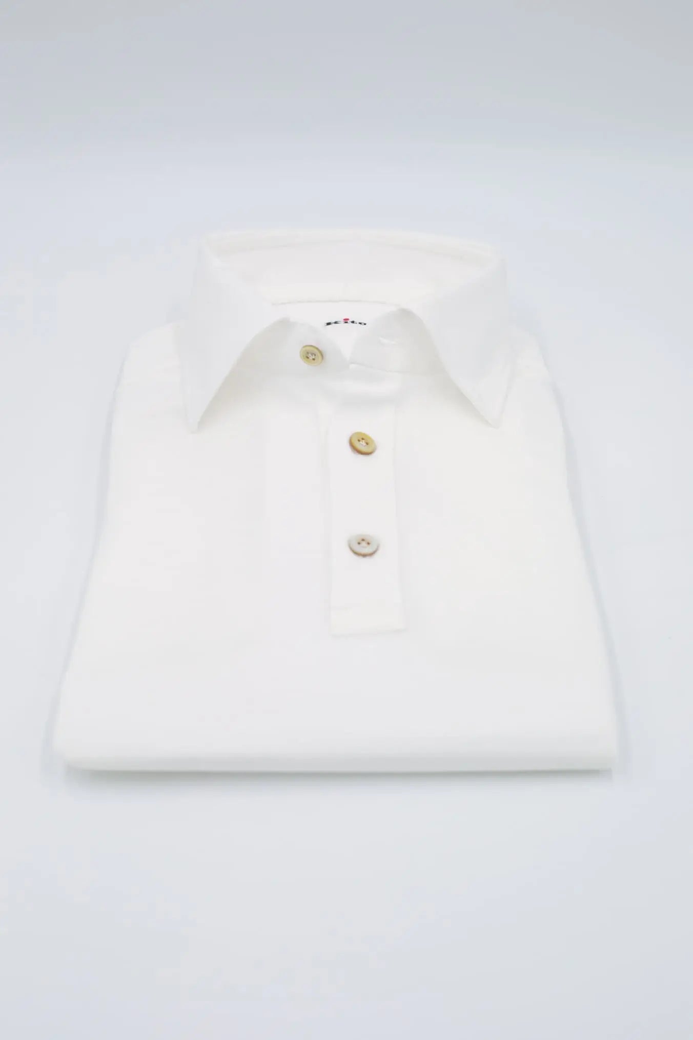 KITON Polo Maniche Lunghe Cotone Crepe Bianco - Guarino Store