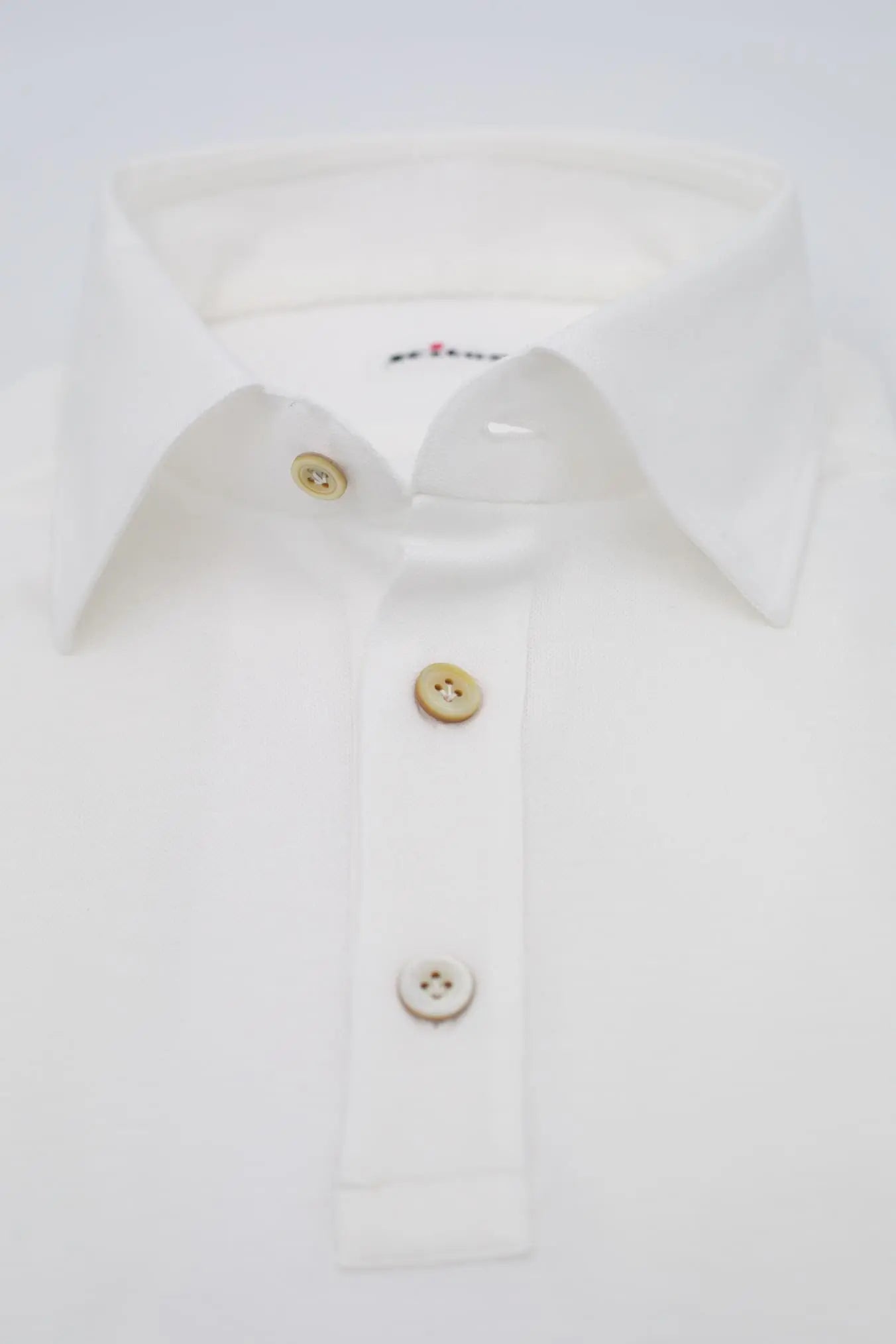 KITON Polo Maniche Lunghe Cotone Crepe Bianco - Guarino Store