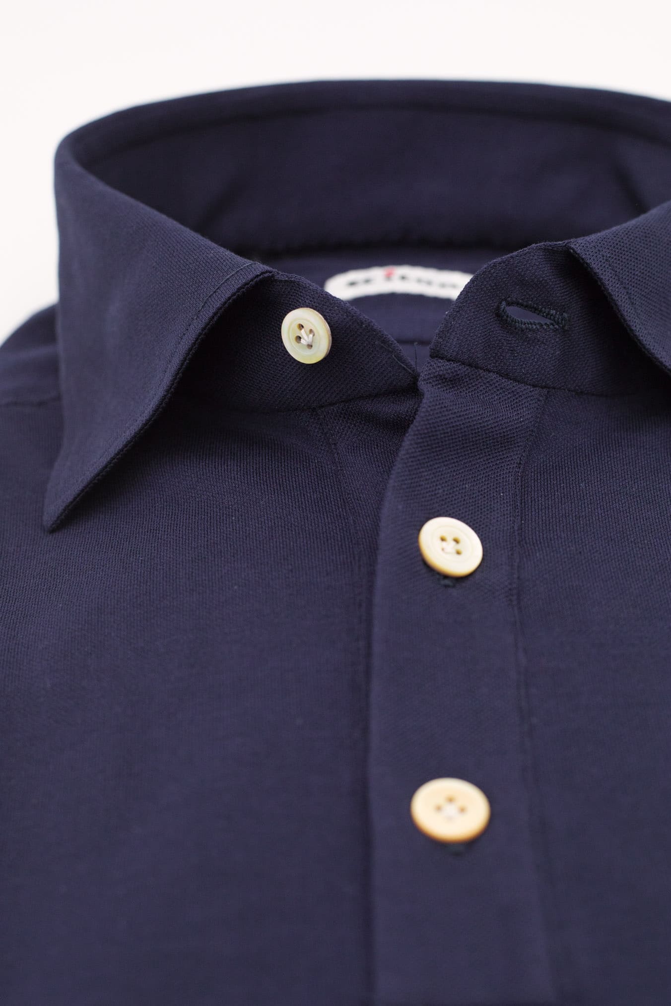 Polo Maniche Lunghe Cotone Crepe Blu Navy - Guarino Store