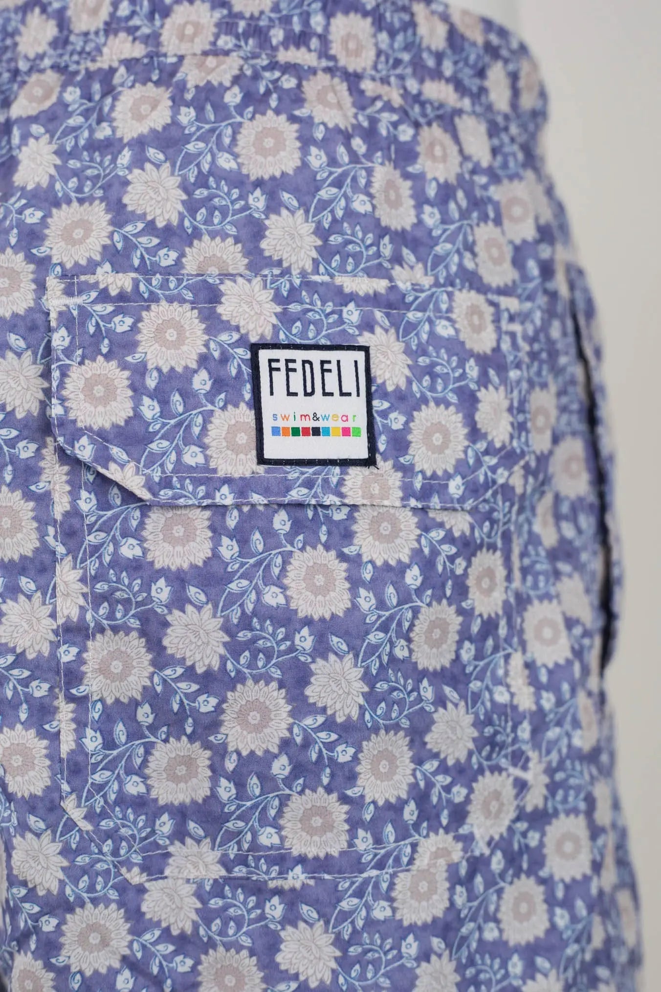 FEDELI Costume da Bagno Fiori Blu e Beige - Guarino Store