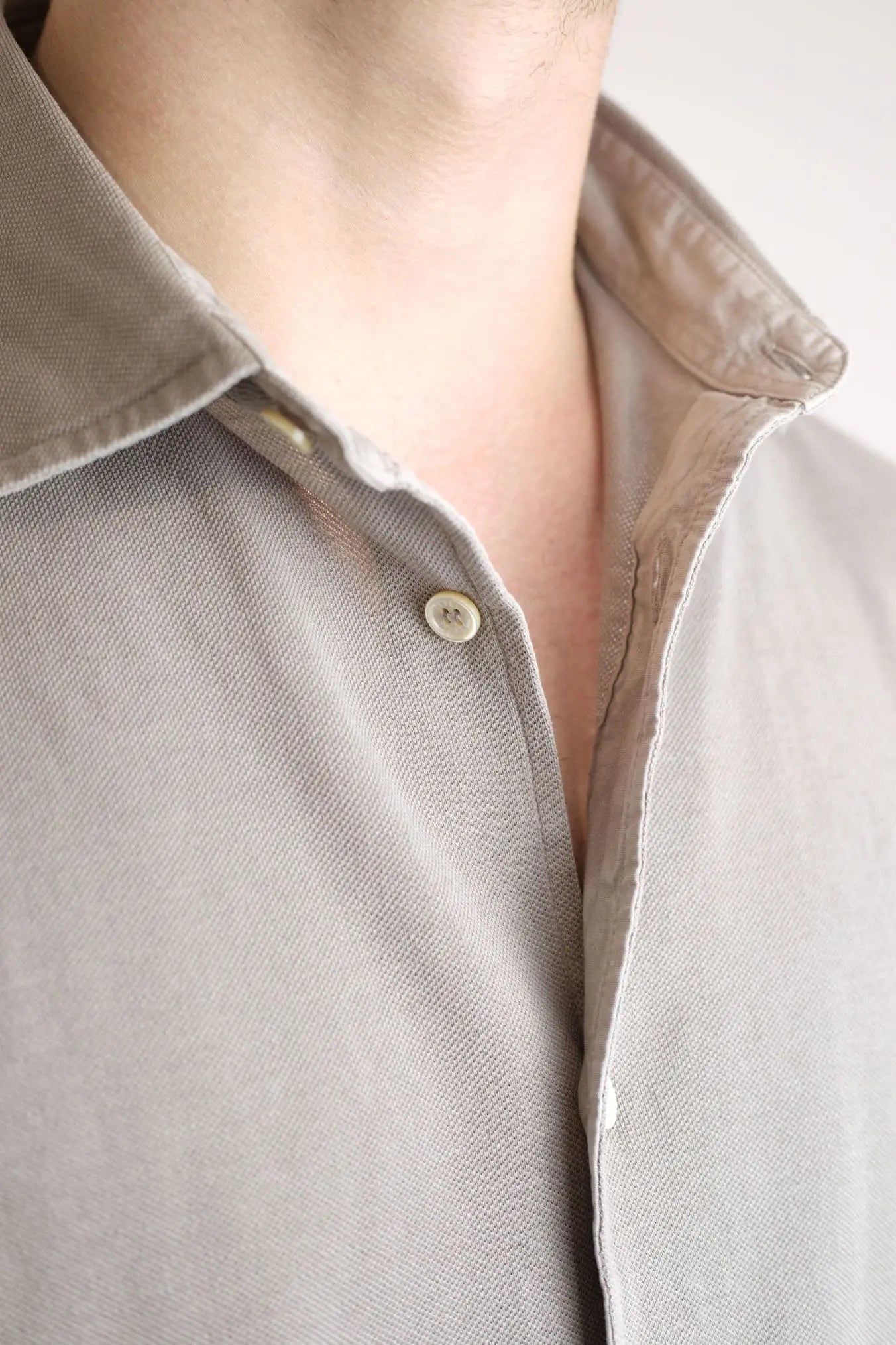 FEDELI Camicia Cotone Piquet Frosted Beige - Guarino Store