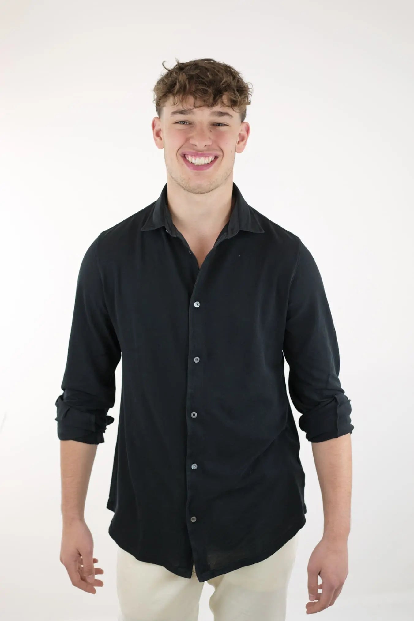 FEDELI Camicia Cotone Piquet Frosted Nero - Guarino Store