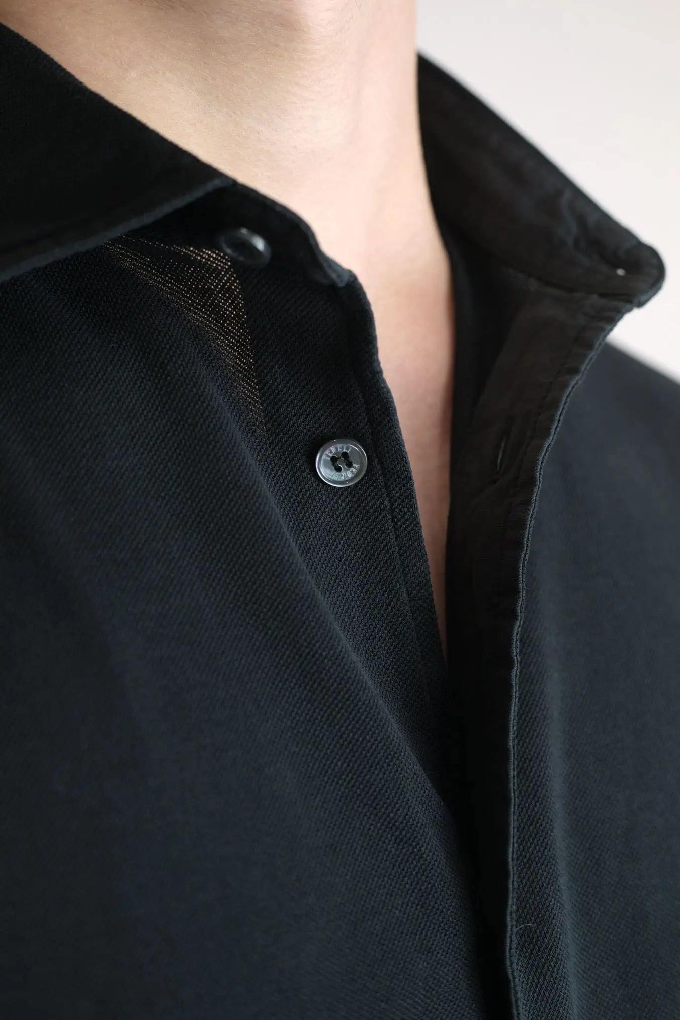 FEDELI Camicia Cotone Piquet Frosted Nero - Guarino Store