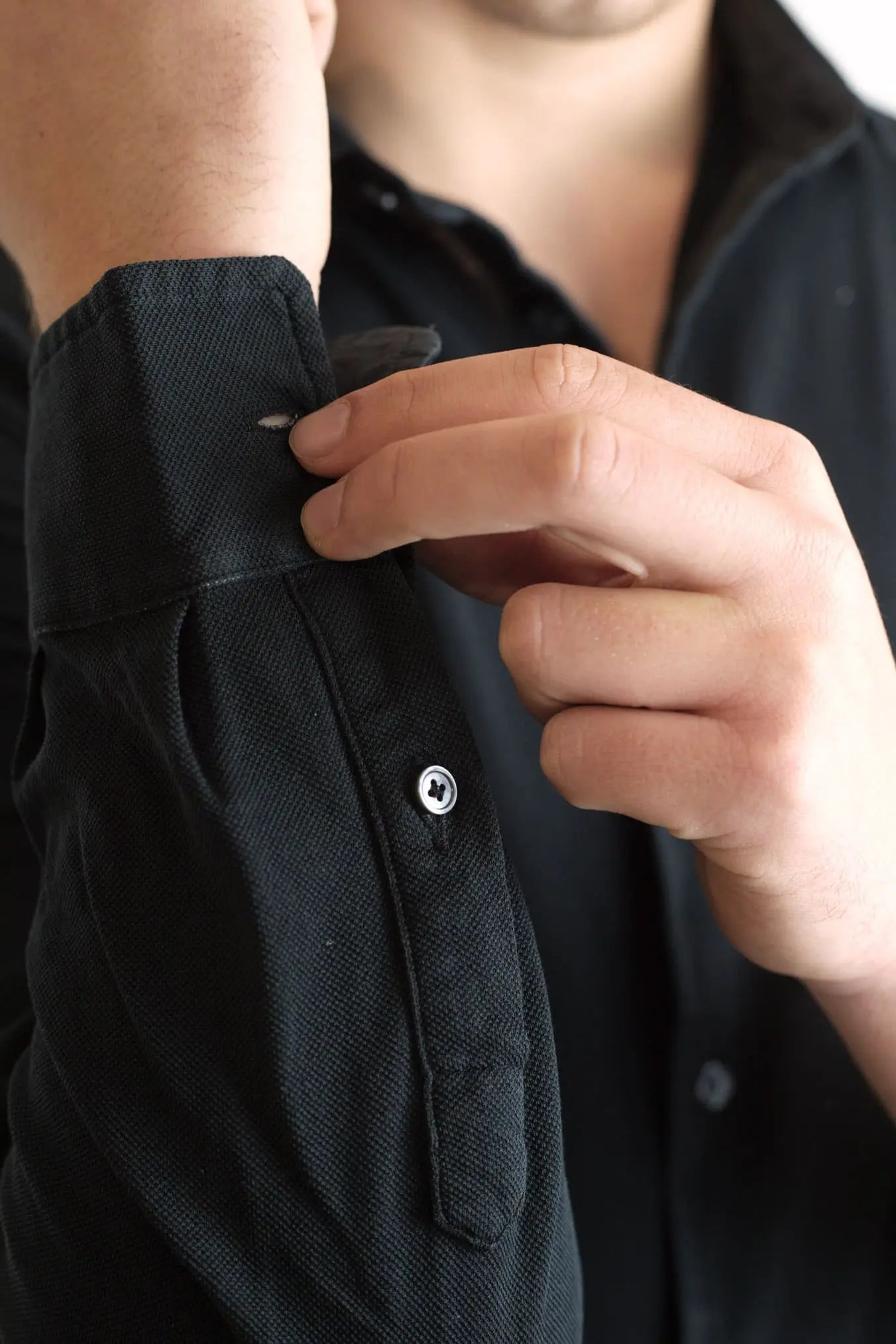 FEDELI Camicia Cotone Piquet Frosted Nero - Guarino Store