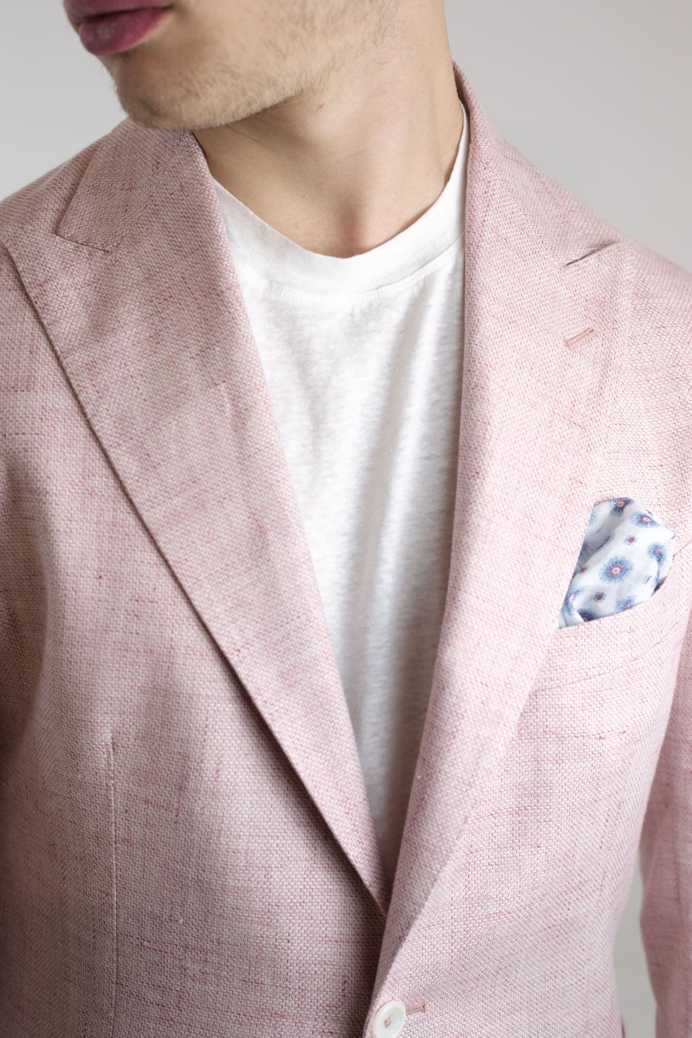 Giacca Lino Cotone Rosa Mélange - Guarino Store