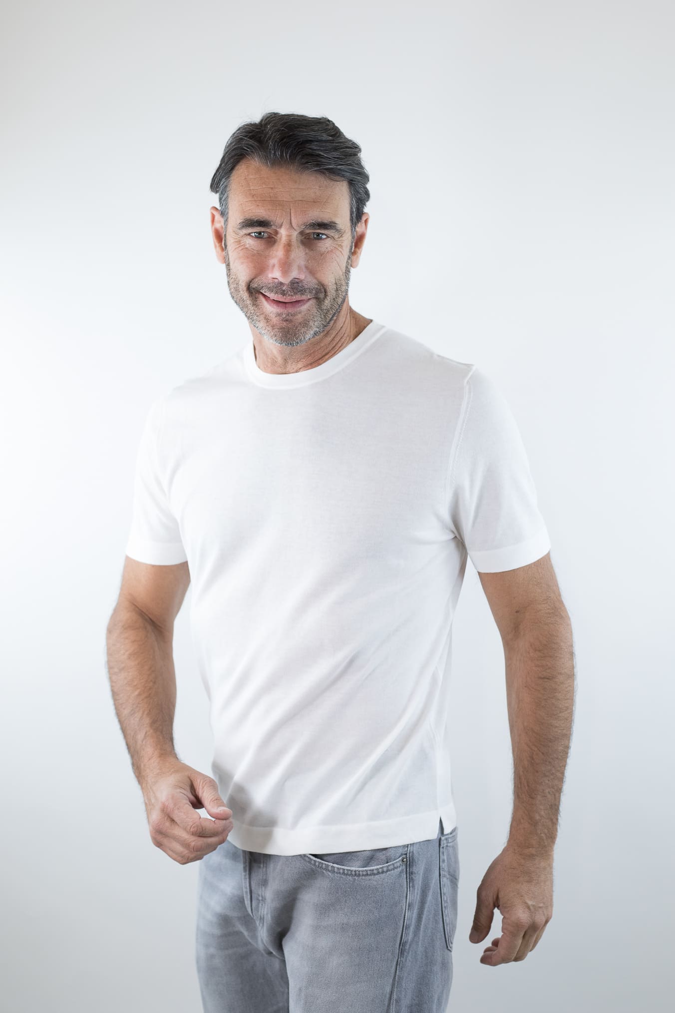 HINDUSTRIE T-Shirt Cotone Crepe Bianco