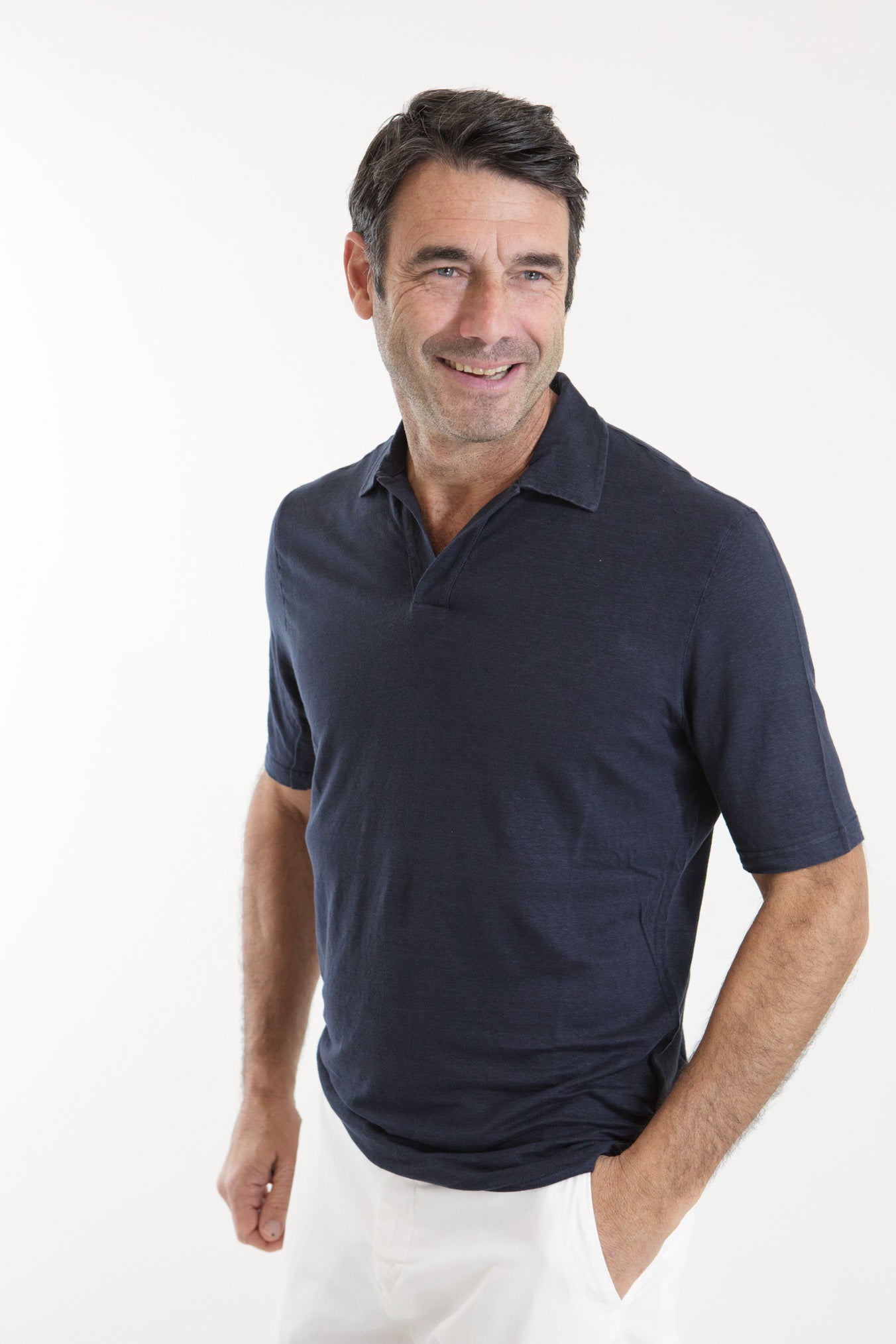 GUARINO Polo MM Lino Blu Navy - Guarino Store