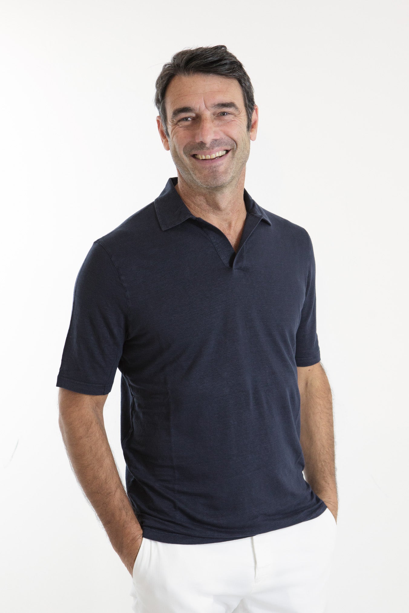 GUARINO Polo MM Lino Blu Navy - Guarino Store