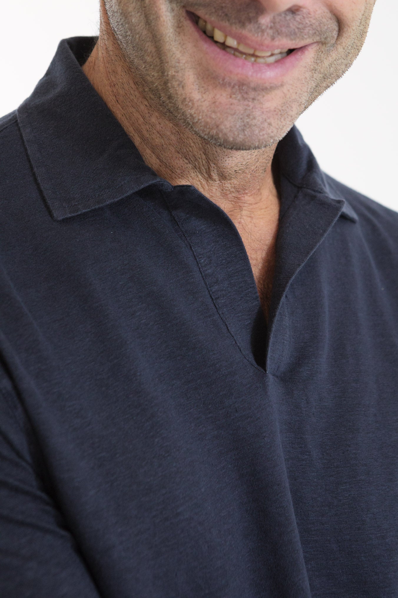 GUARINO Polo MM Lino Blu Navy - Guarino Store