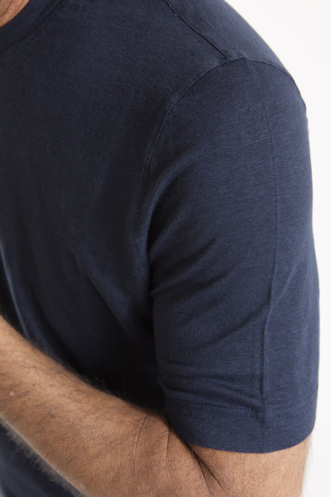 GUARINO Short Sleeved T-Shirt Jersey Linen Indigo Blue