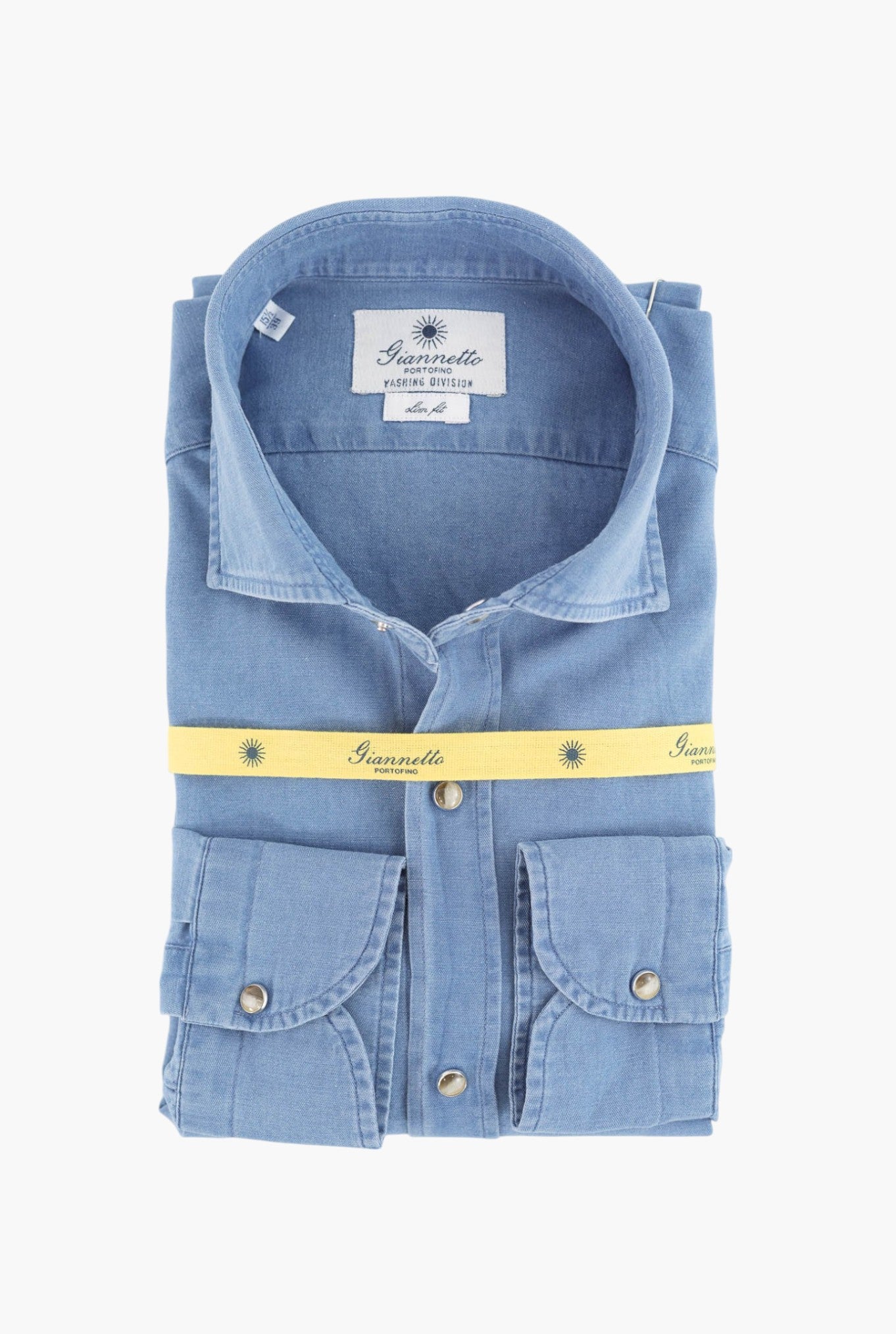 GIANNETTO PORTOFINO Camicia Denim Wash Chiaro Comfort Fit