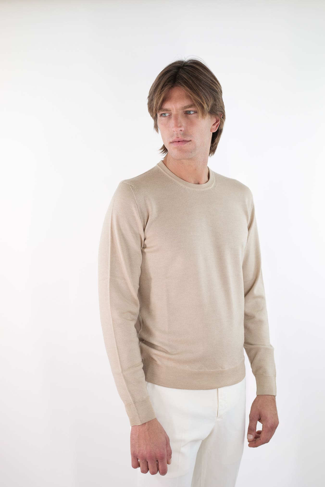 DRUMOHR Maglia Girocollo Lana Merinos Extrafine Beige