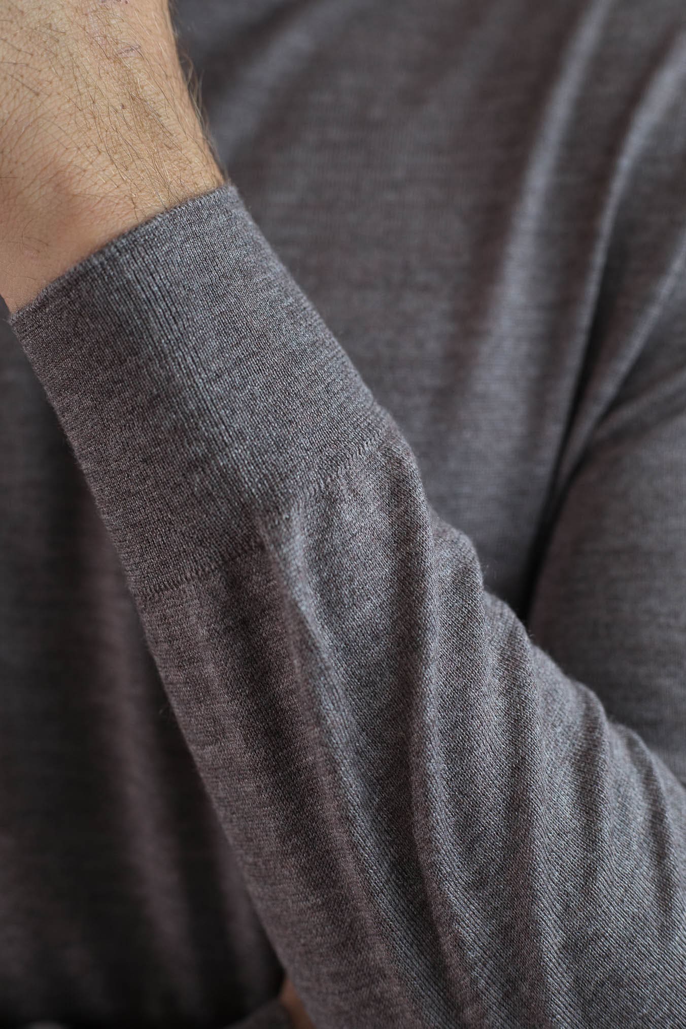 Walnut Combed Cashmere and Silk Turtleneck