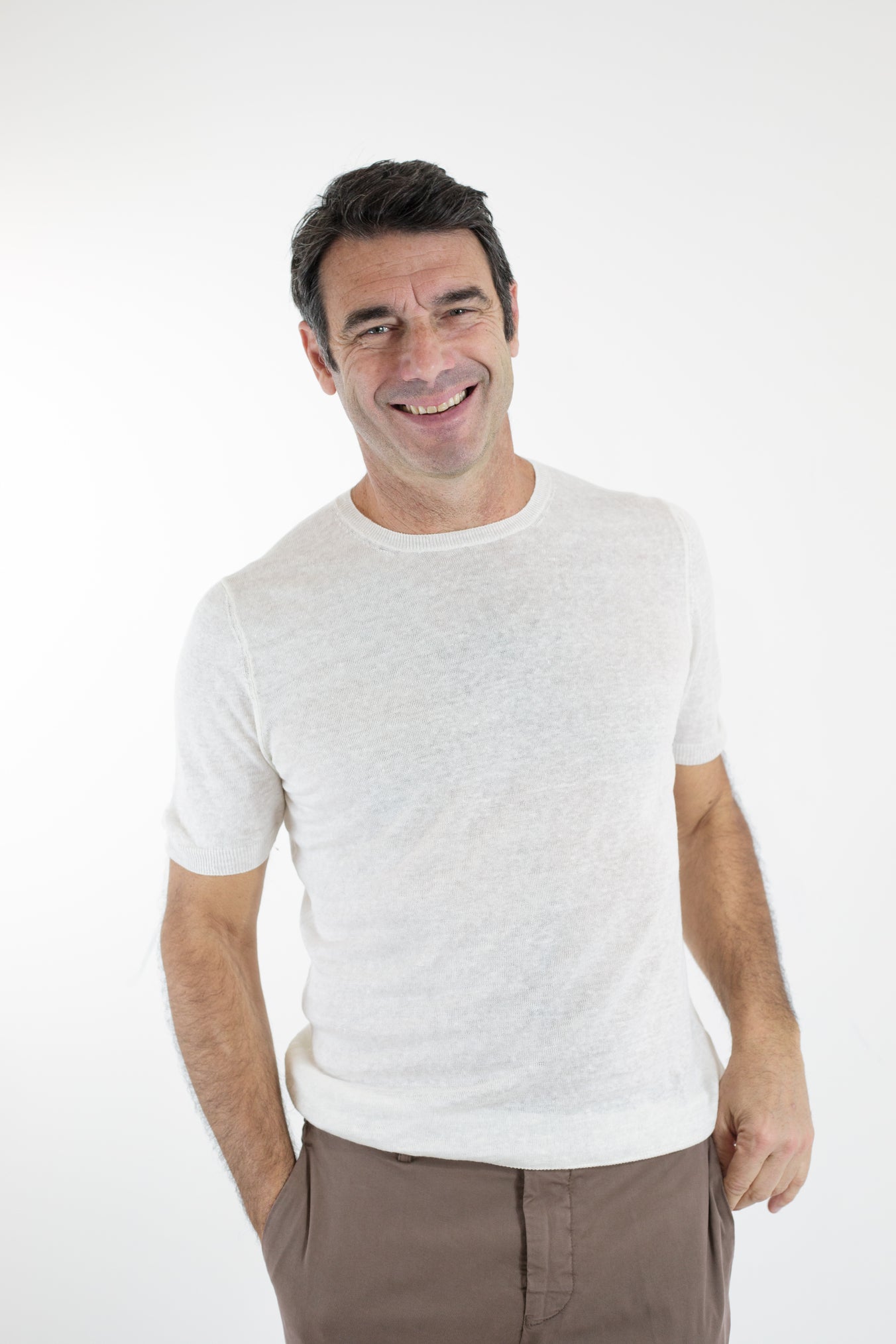 BARBA Girocollo MM Lino Bianco Panna - Guarino Store