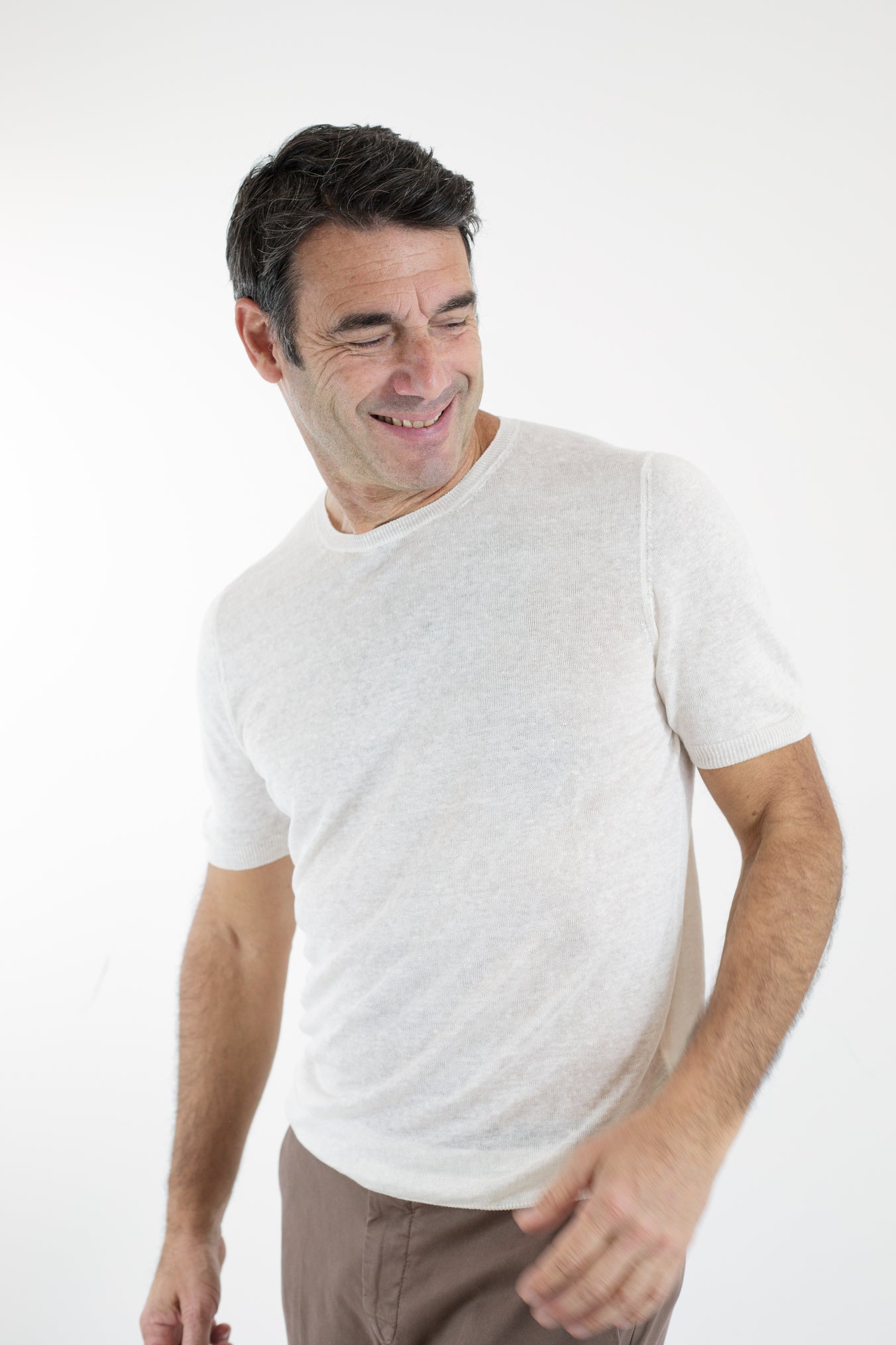 BARBA Girocollo MM Lino Bianco Panna - Guarino Store