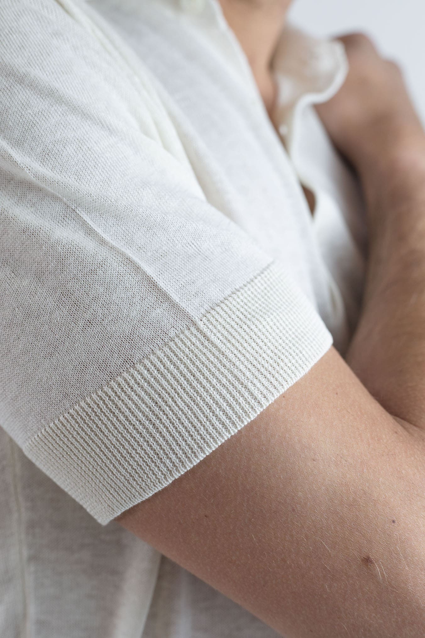 Polo Maniche Corte Seta Lino Avorio - Guarino Store