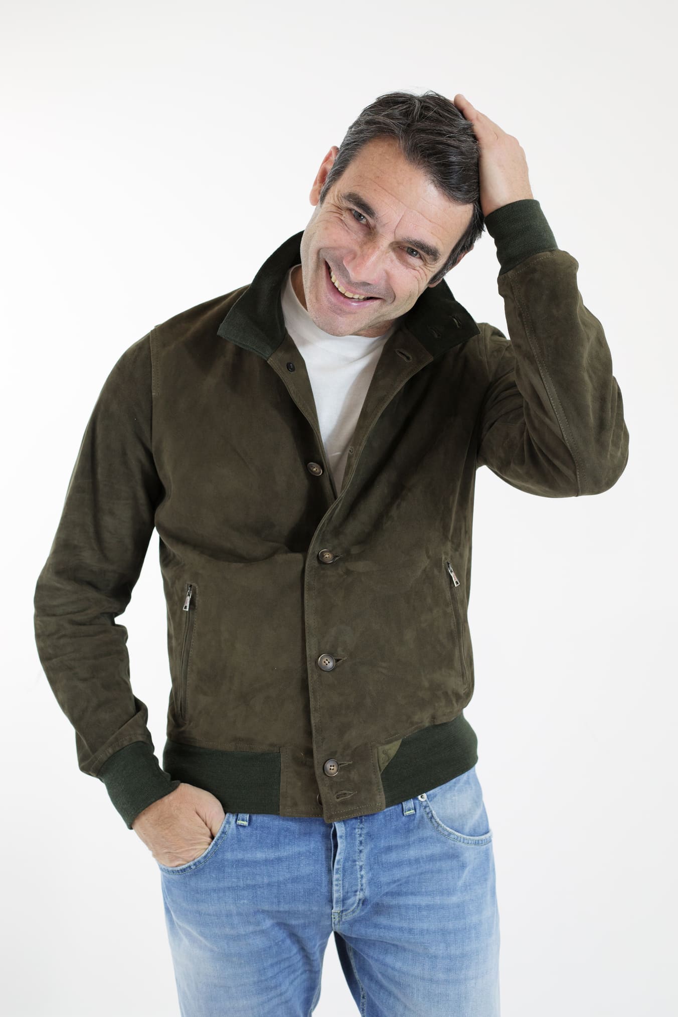 STEWART Giubbino in Suede Verde Prato - Guarino Store