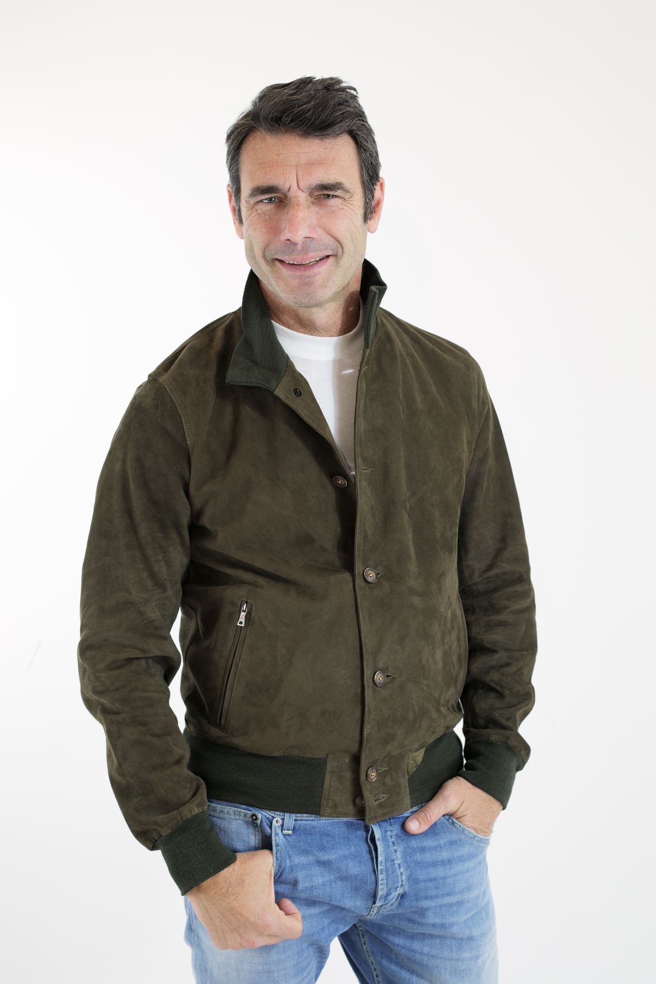 STEWART Giubbino in Suede Verde Prato - Guarino Store