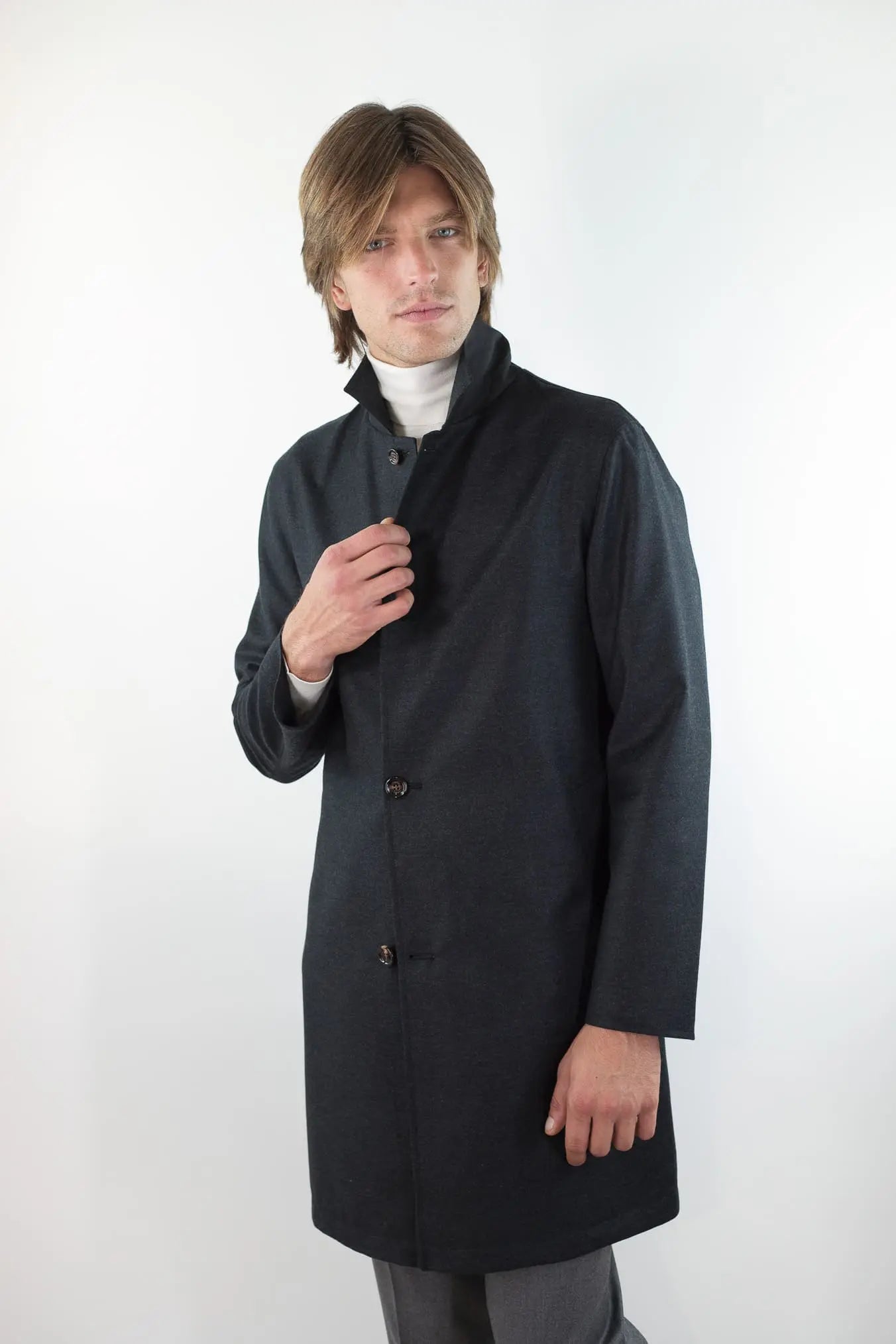 Cappotto Reversibile Lana e Nylon Nero/Nero KIRED