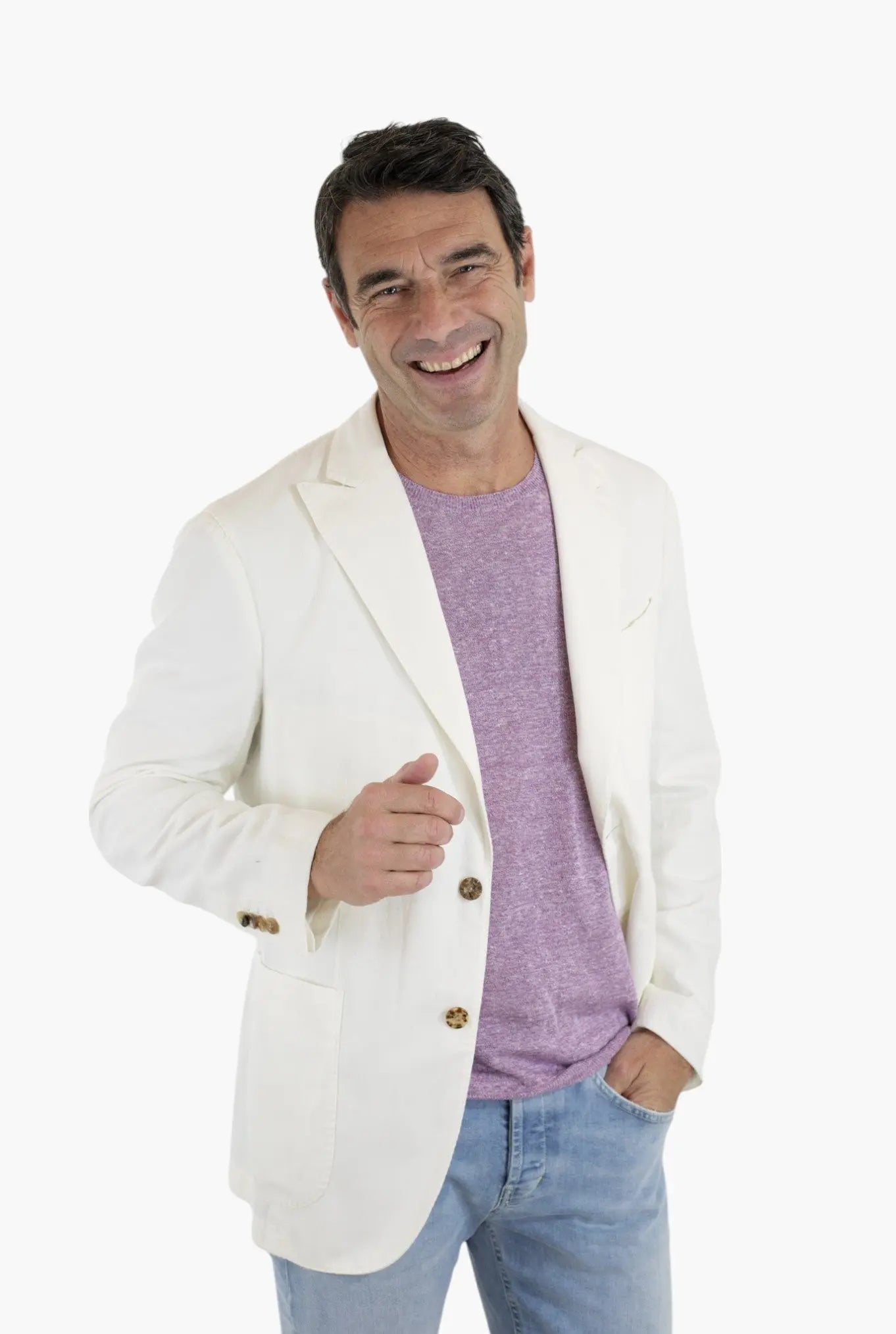 BOGLIOLI Giacca K-Jacket in Cotone e Lino Bianco BOGLIOLI