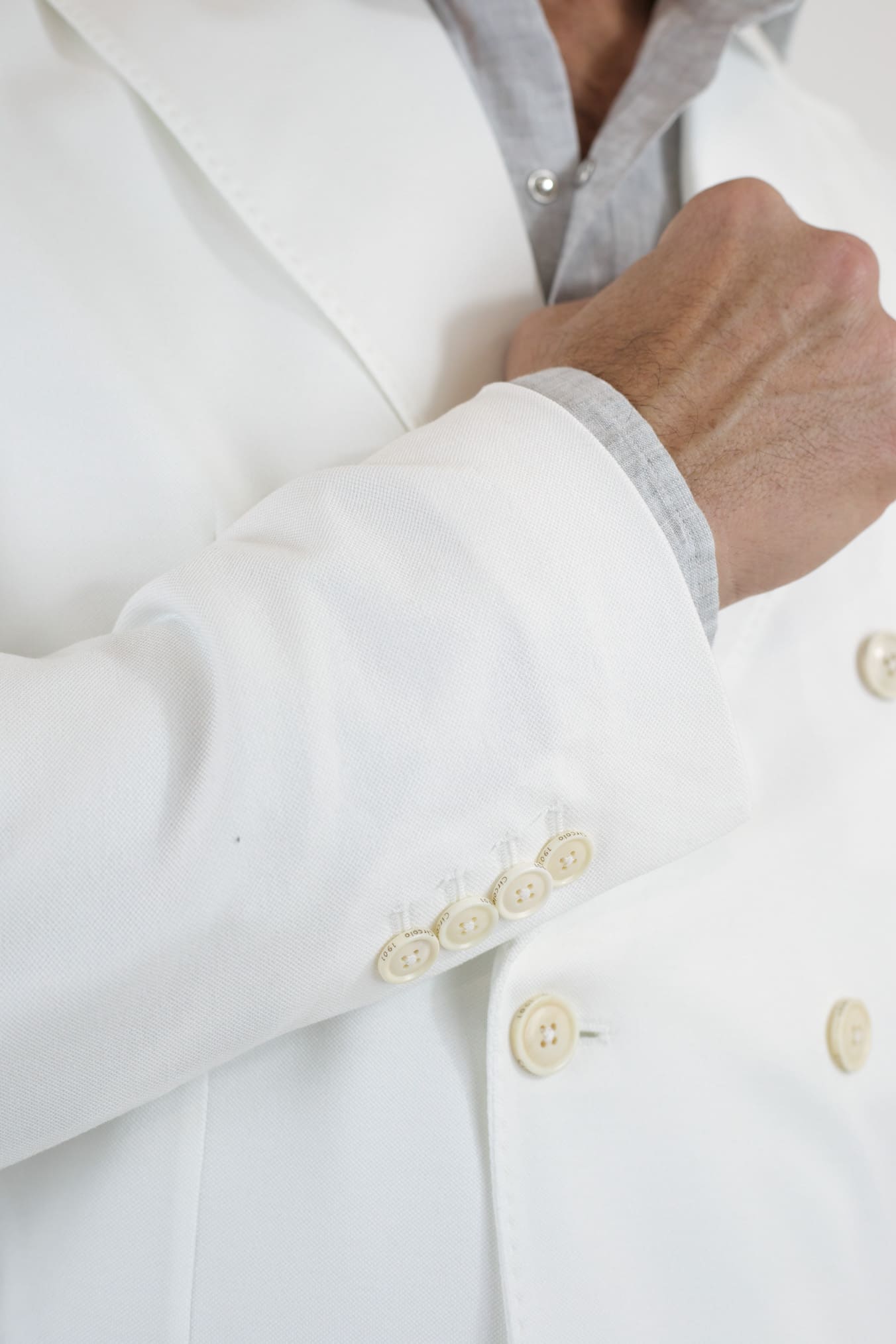 Giacca Doppiopetto Jersey Cotone Piquet Bianco CIRCOLO 1901