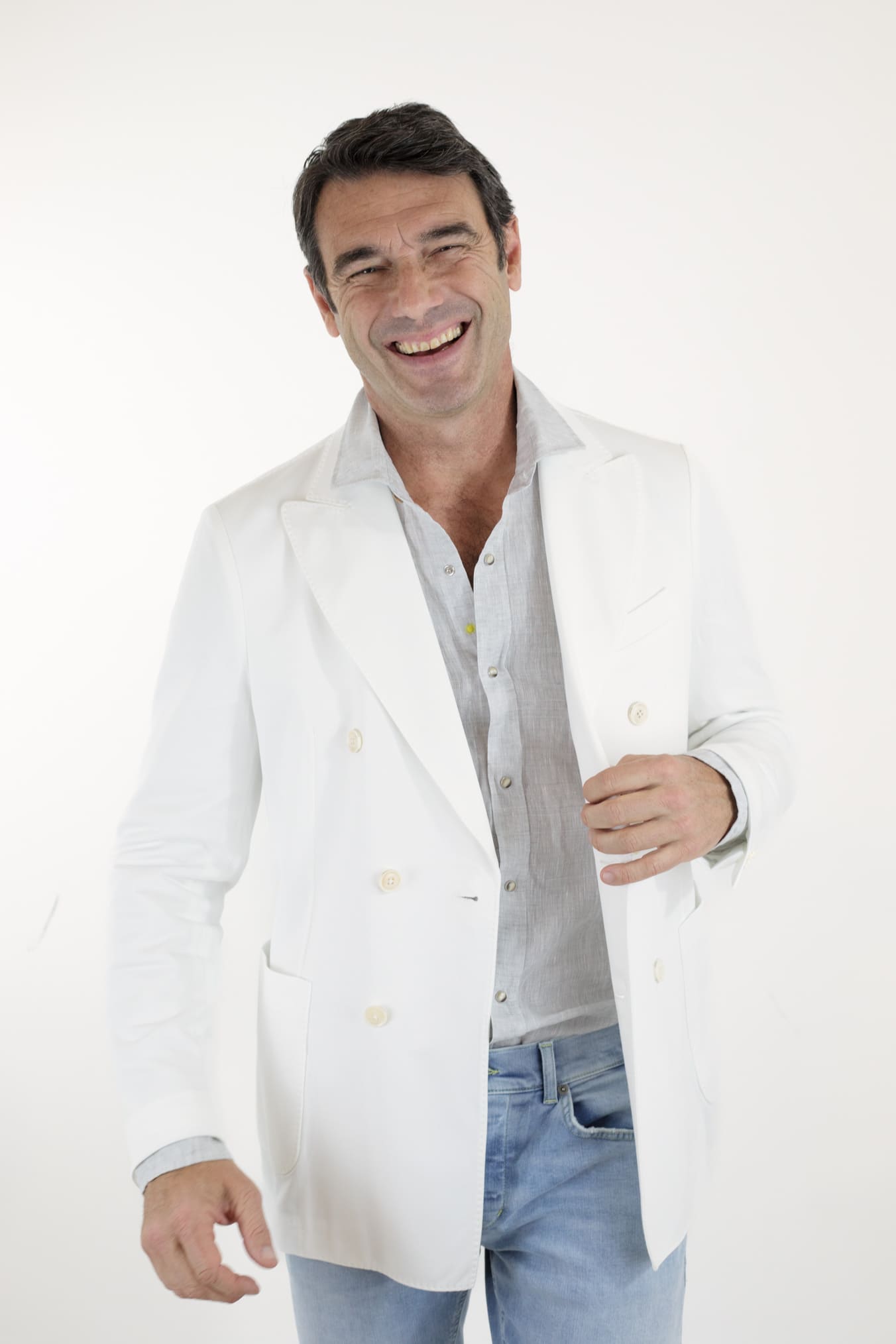 Giacca Doppiopetto Jersey Cotone Piquet Bianco CIRCOLO 1901