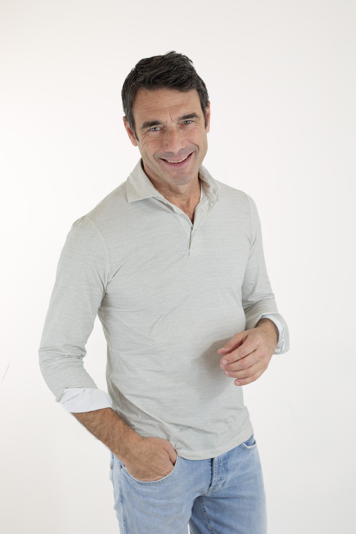 FFF Polo Active ML Beige Righine Orizzontali - Guarino Store