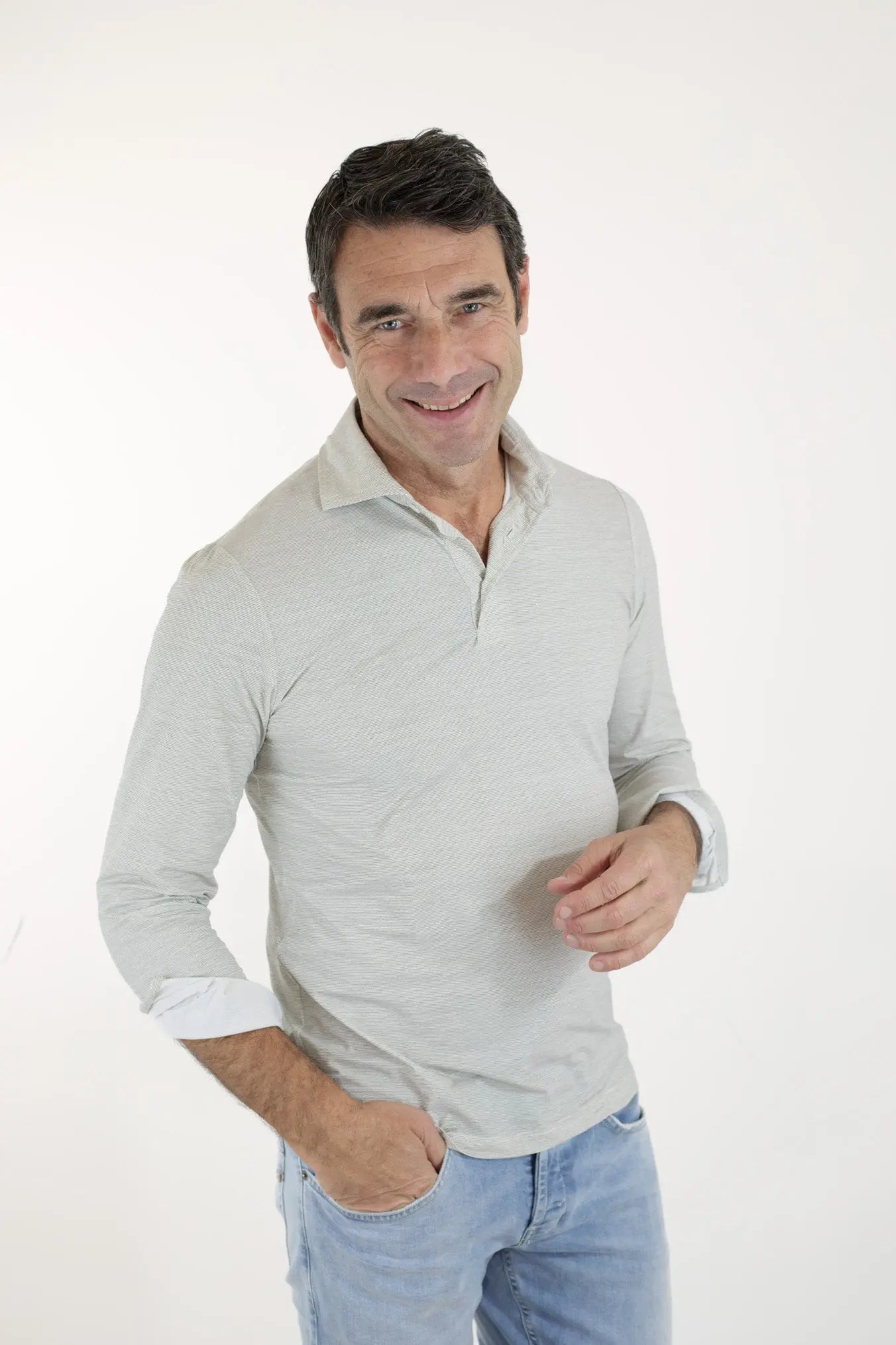 FFF Polo Active ML Beige Righine Orizzontali - Guarino Store