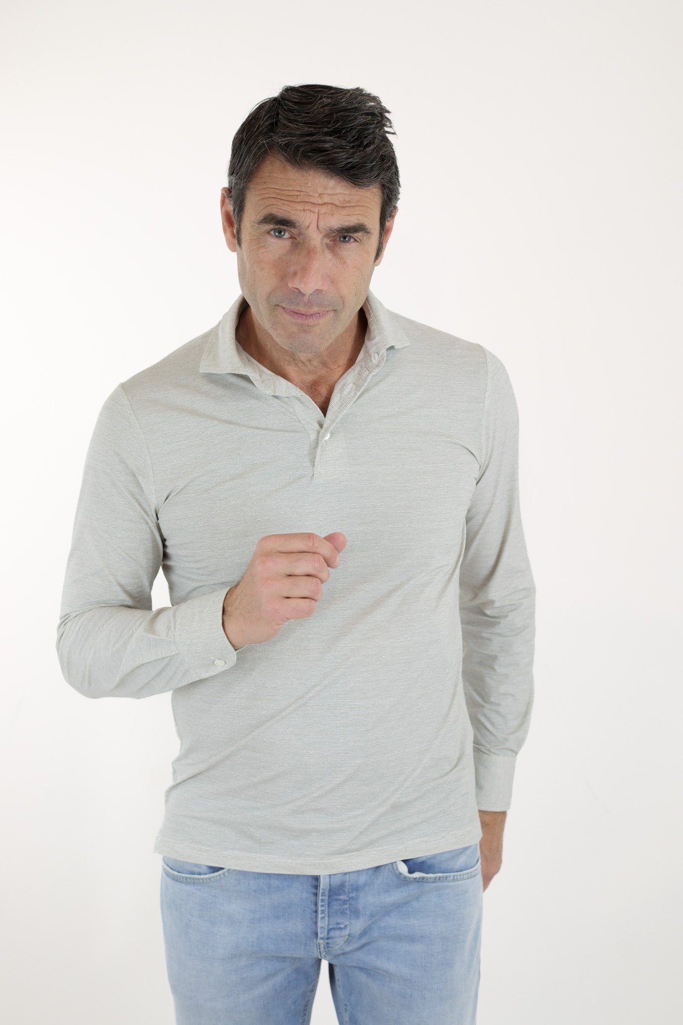 FFF Polo Active ML Beige Righine Orizzontali - Guarino Store
