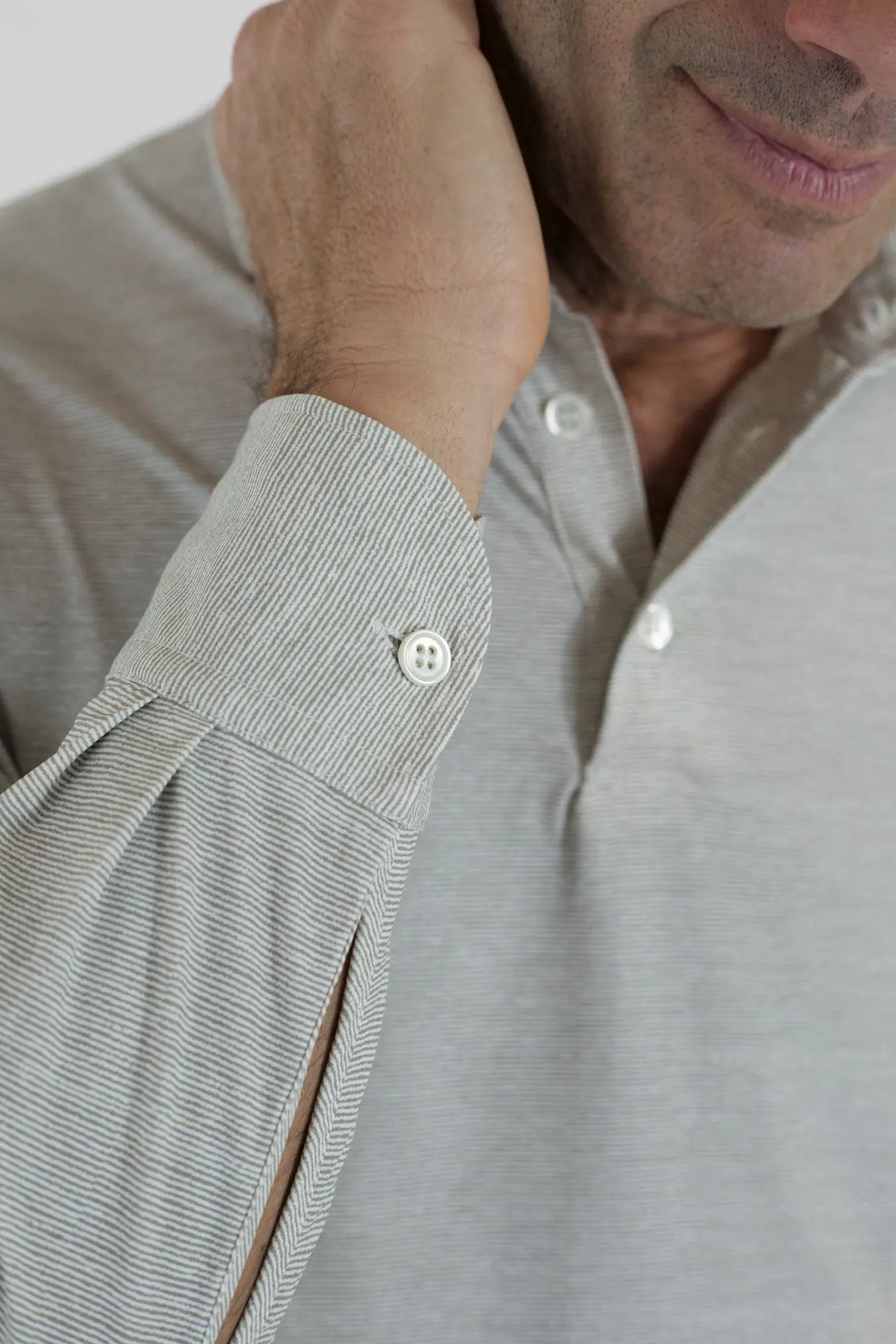 FFF Polo Active ML Beige Righine Orizzontali - Guarino Store