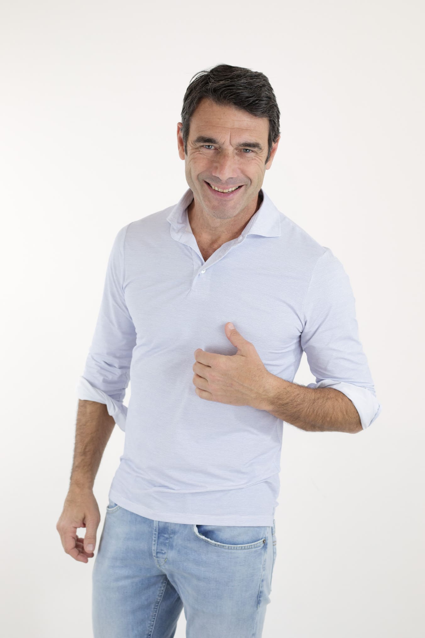 Polo Active ML Celeste Righine Orizzontali FFF