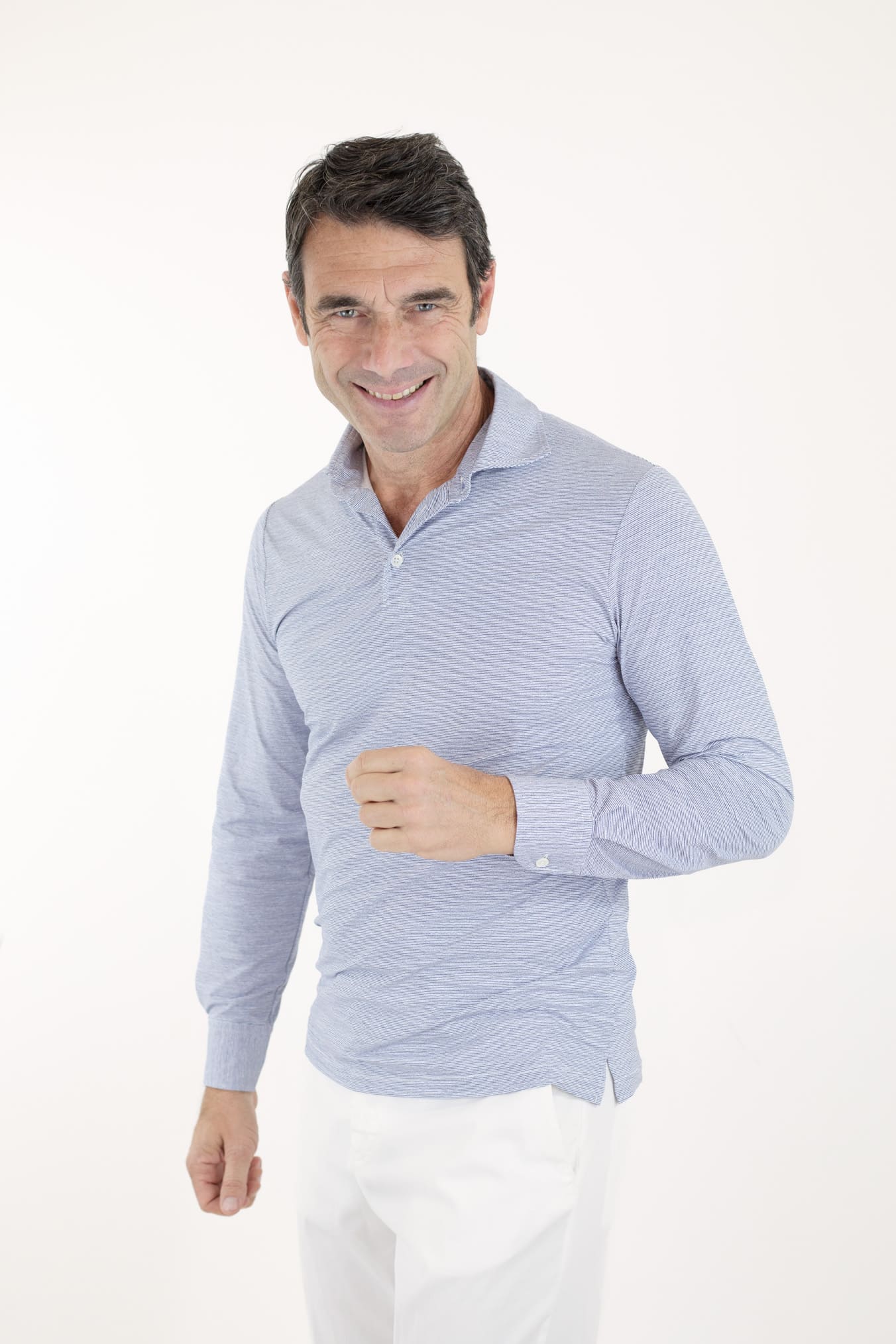 Polo Active ML Bluette Righine Orizzontali FFF