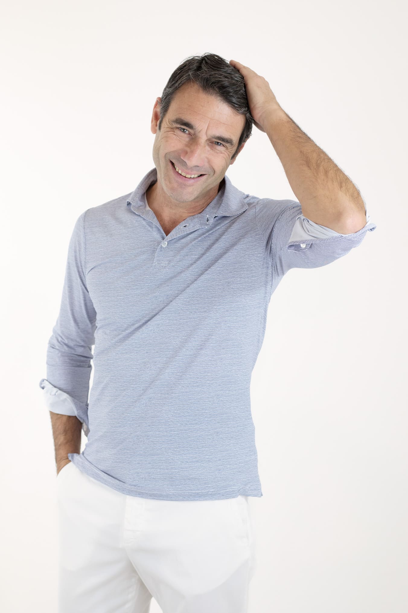 Polo Active ML Bluette Righine Orizzontali FFF