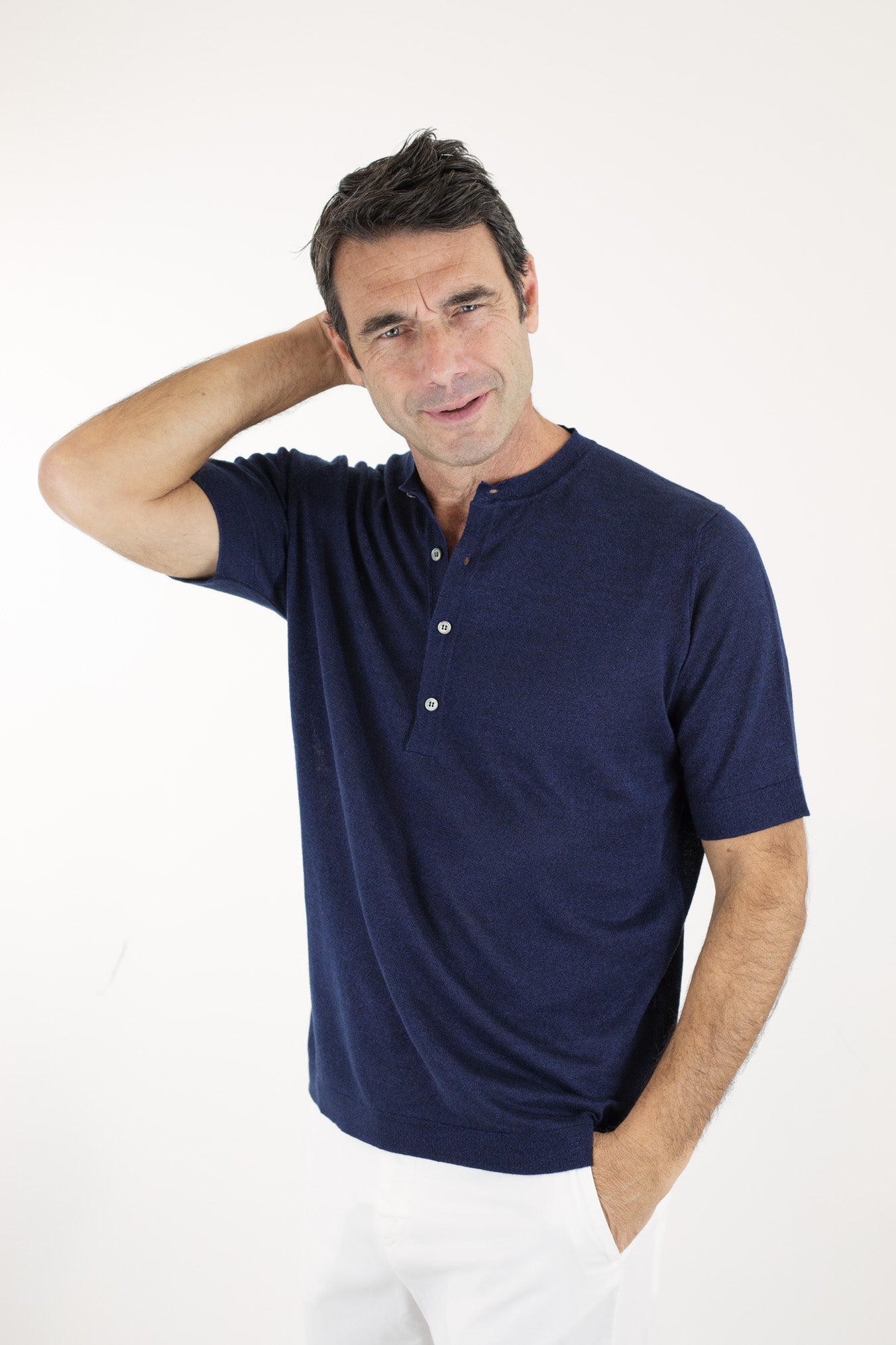 GUARINO Maglia MM Serafino Blu Navy - Guarino Store