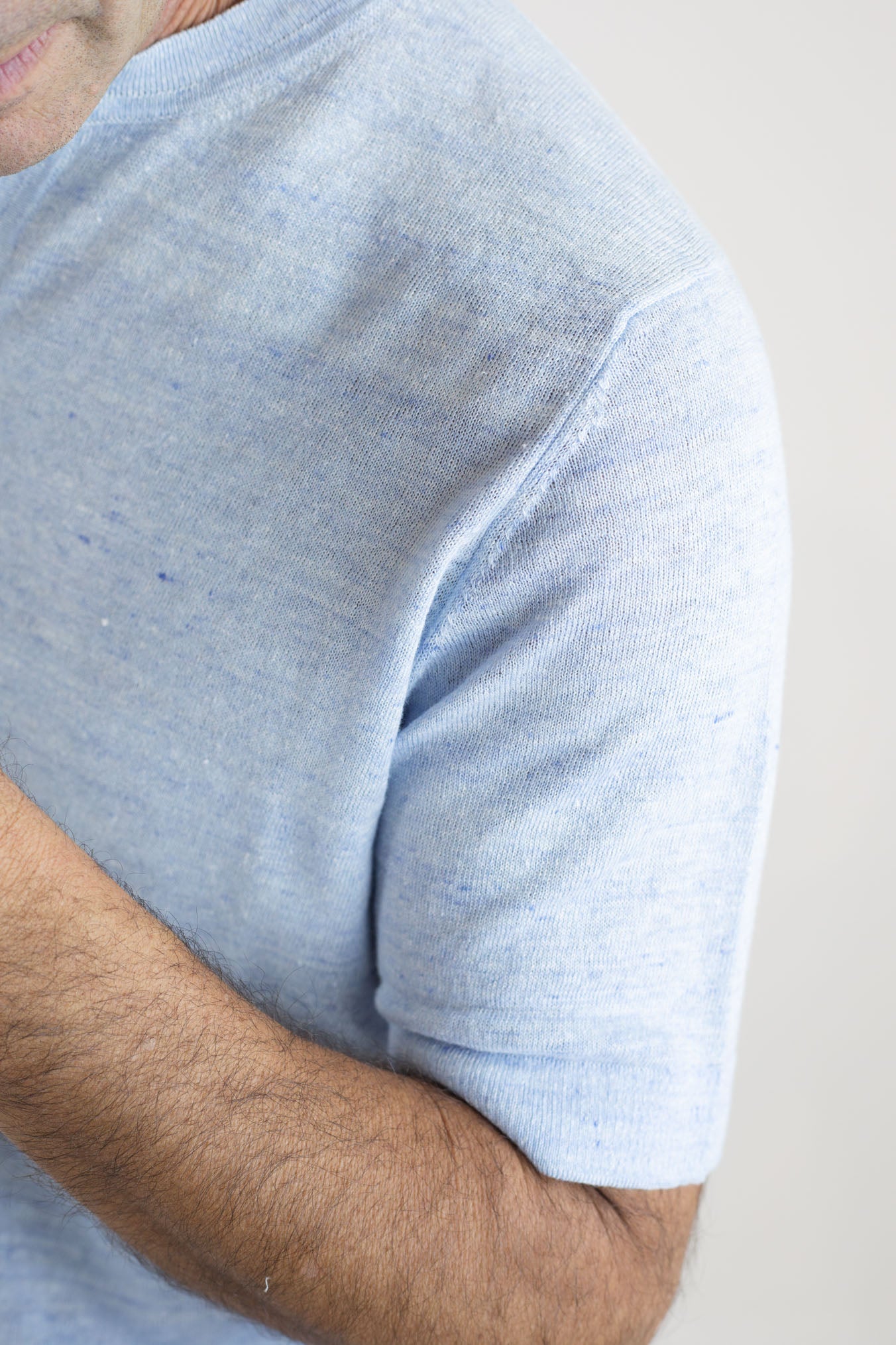 GUARINO Maglia MM Serafino Celeste Mélange - Guarino Store