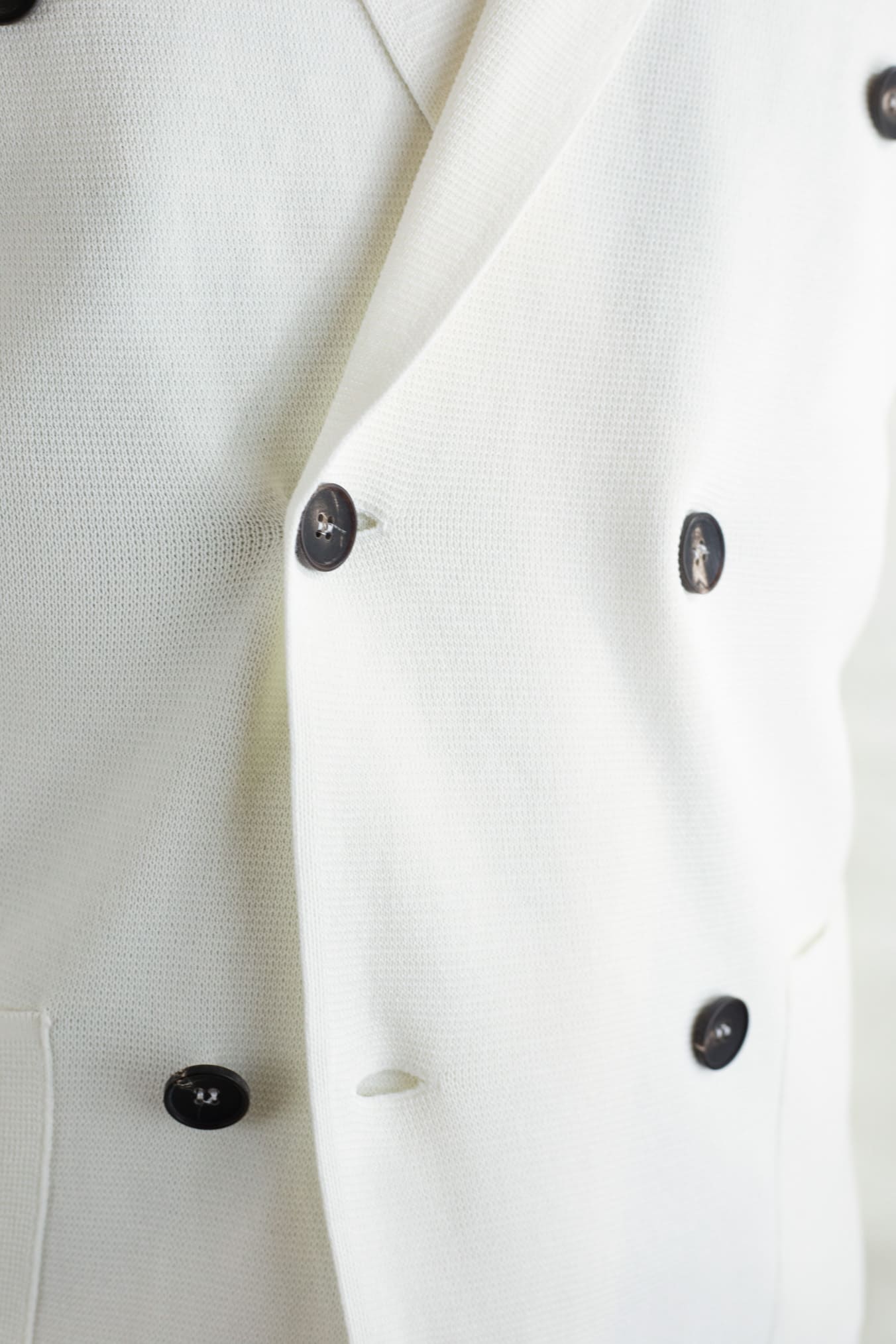 Giacca Maglia Doppiopetto in Jersey Cotone Bianca GUARINO