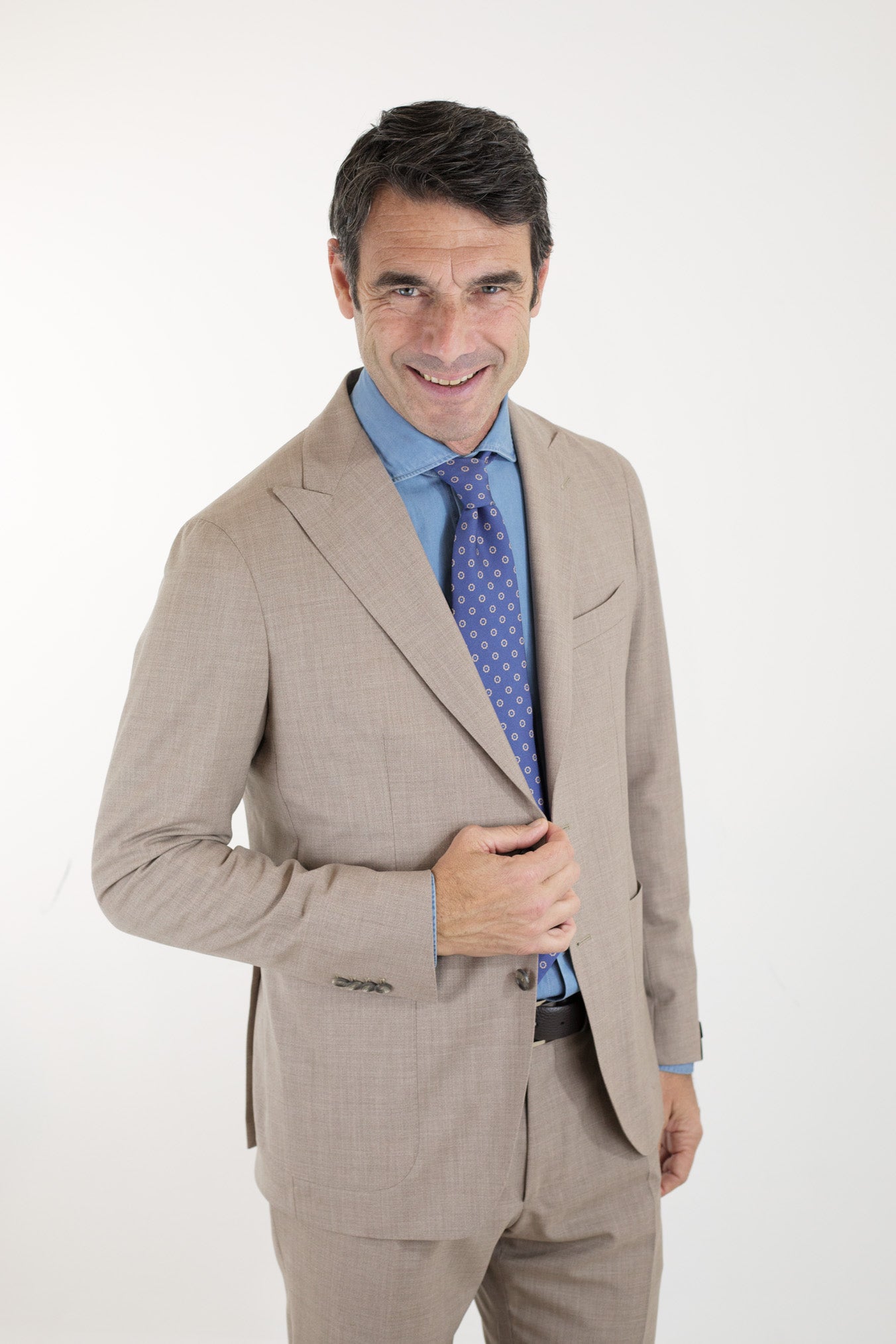 TAGLIATORE ABITO Monopetto Fresco Lana e Seta Beige - Guarino Store