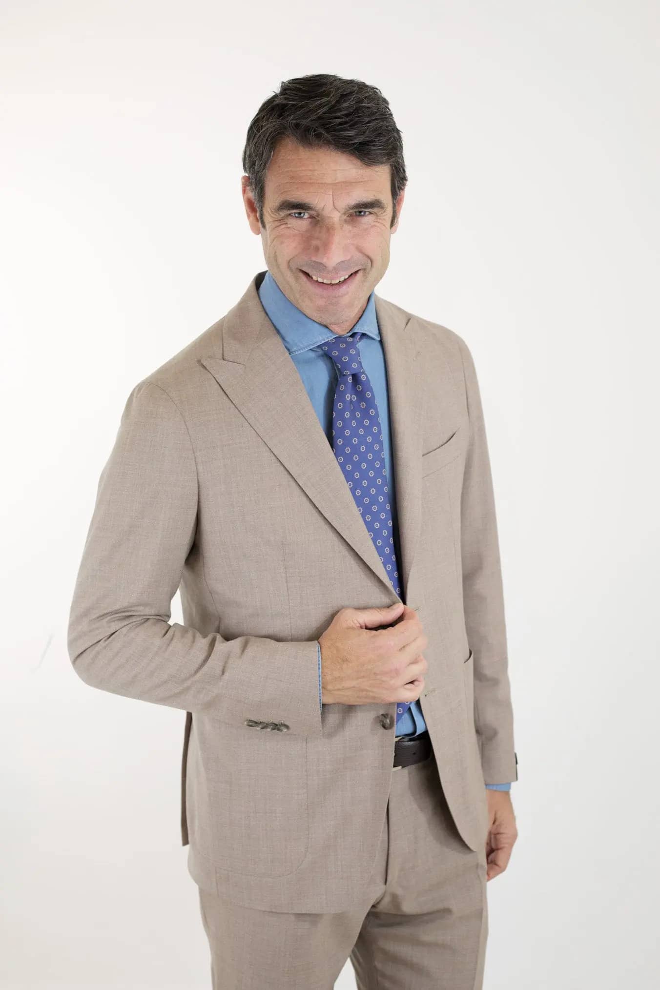 ABITO Monopetto Fresco Lana e Seta Beige - Guarino Store