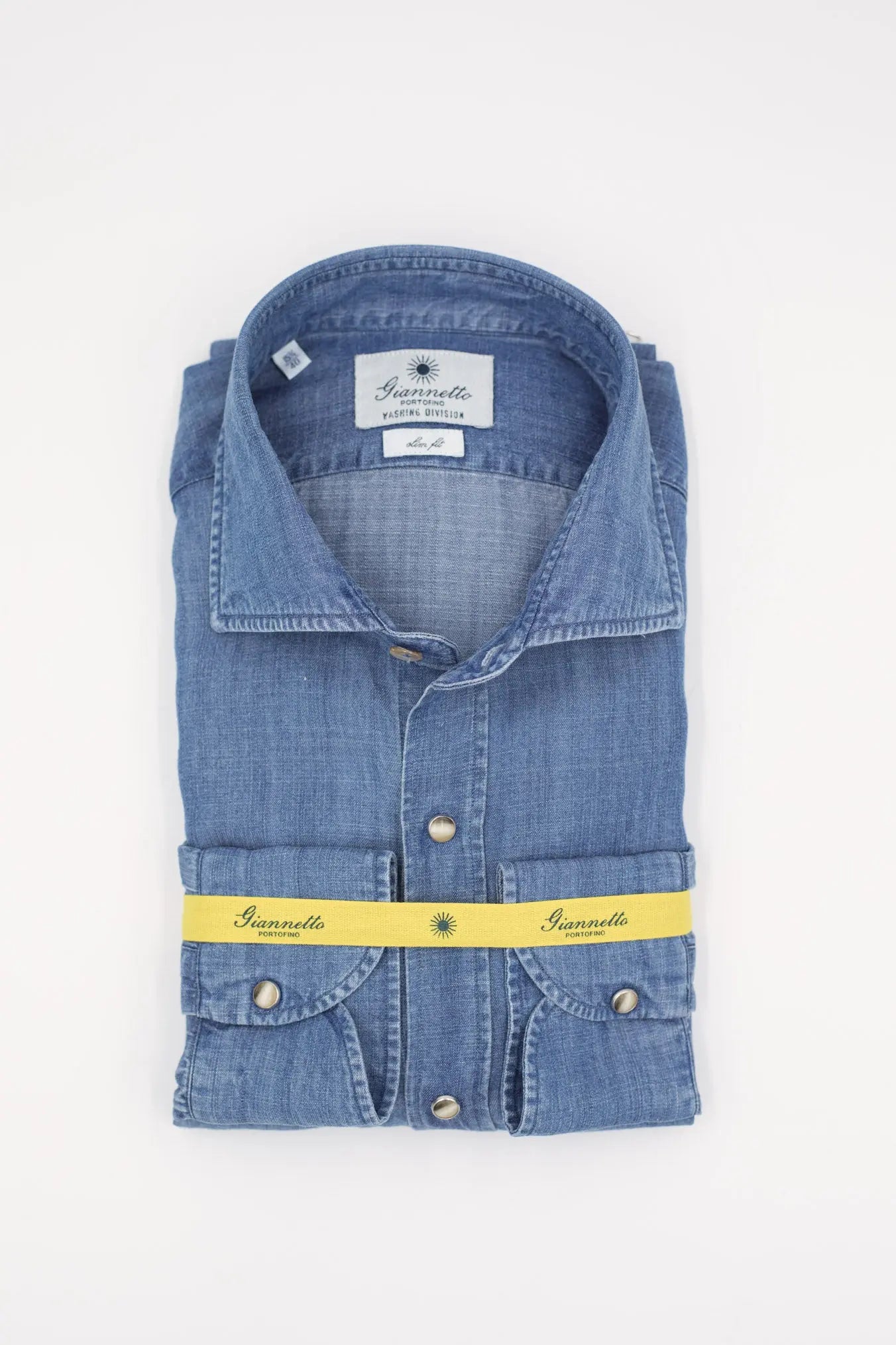 GIANNETTO PORTOFINO Camicia Denim Medio COMFORT FIT - Guarino Store