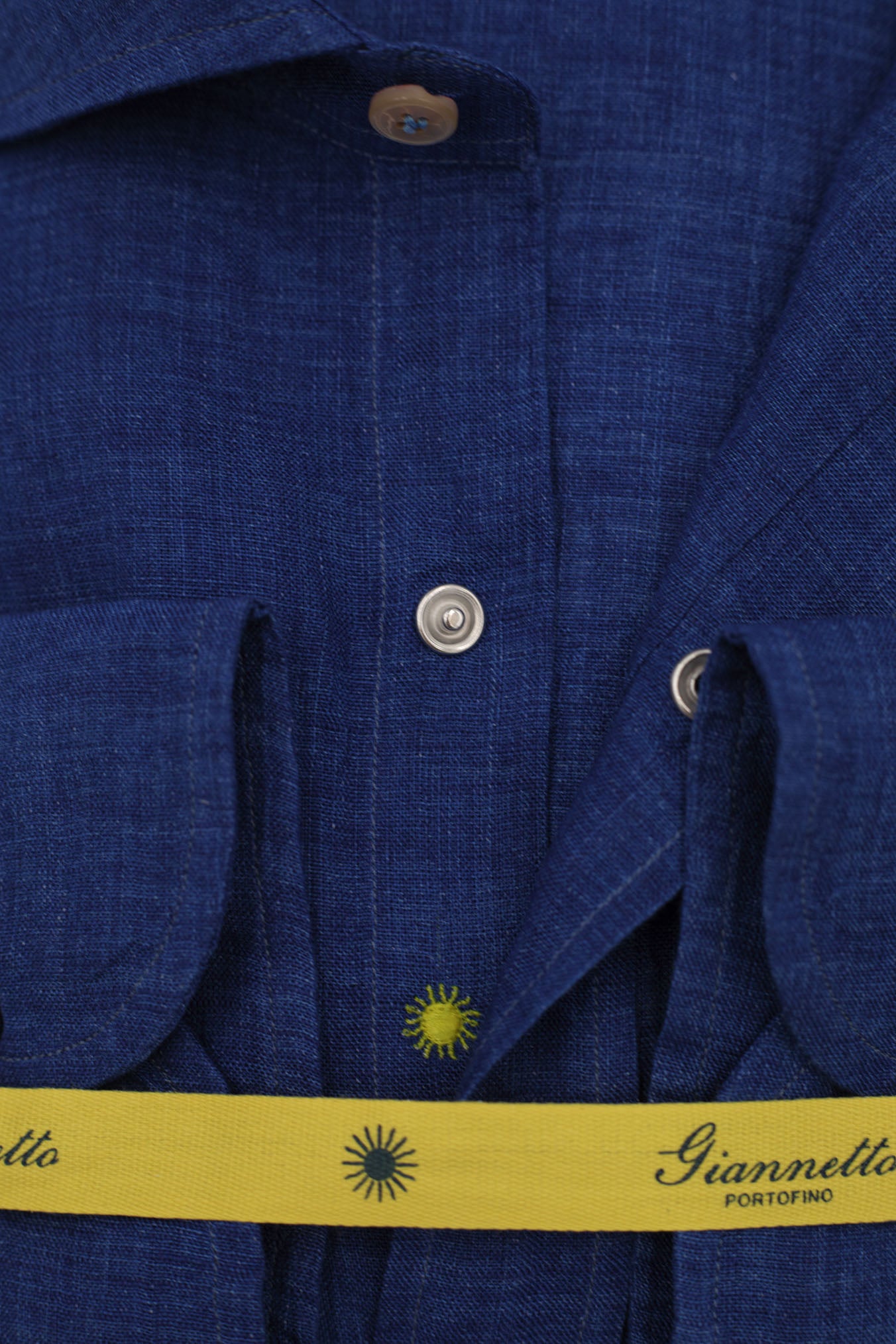 GIANNETTO PORTOFINO Camicia Lino Blu COMFORT FIT - Guarino Store