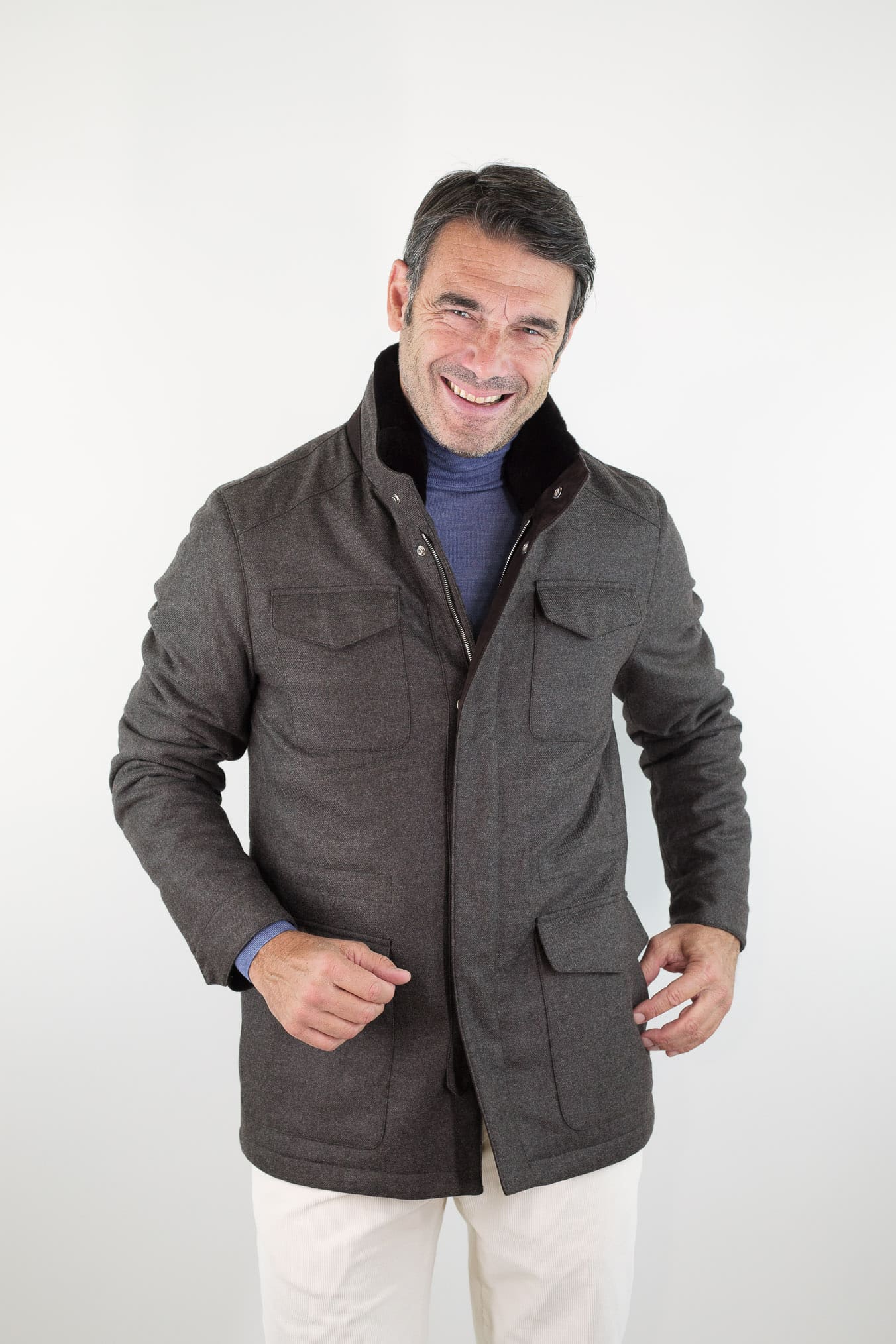 MANDELLI Field Jacket Lana Cashmere Testa Moro