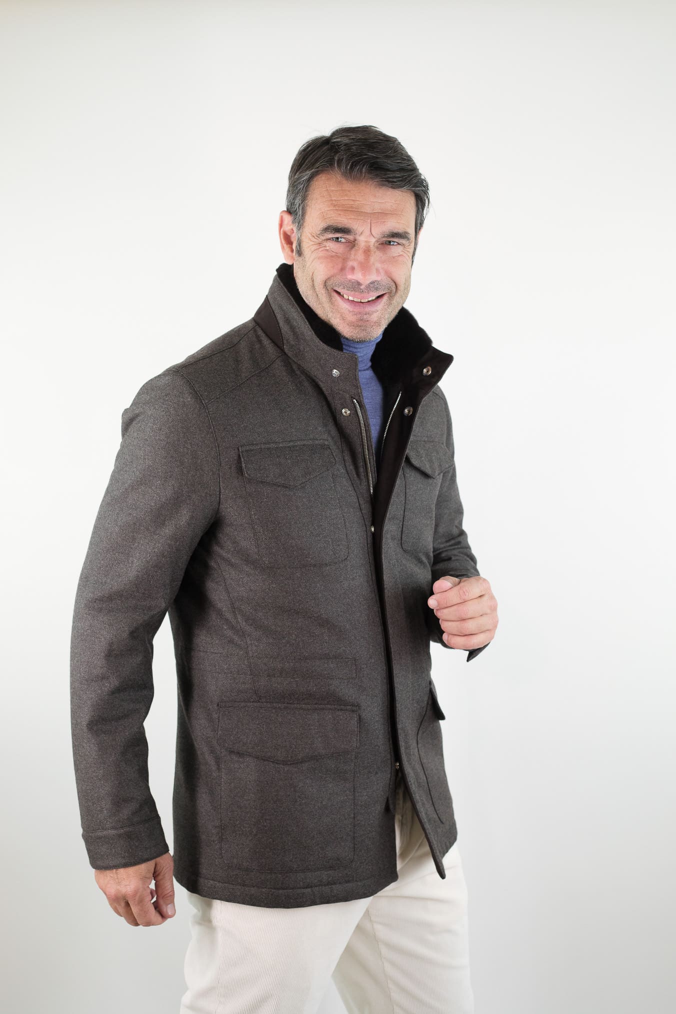 MANDELLI Field Jacket Lana Cashmere Testa Moro