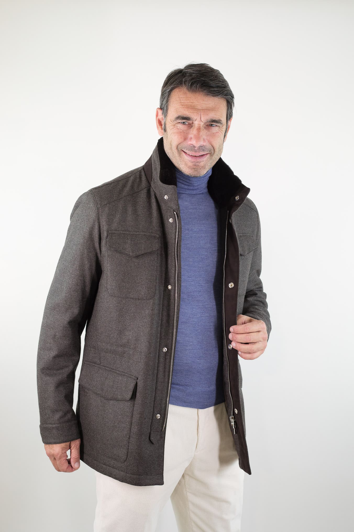 MANDELLI Field Jacket Lana Cashmere Testa Moro