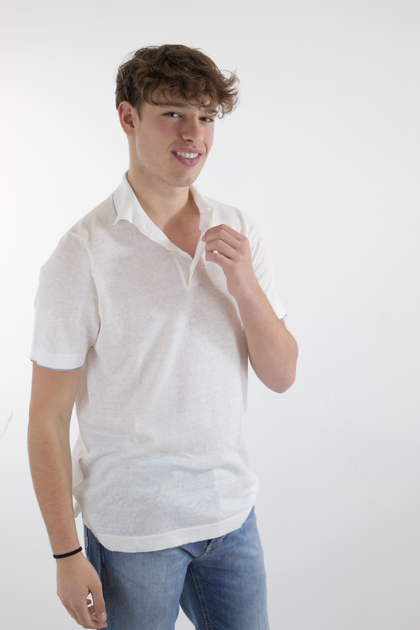 GUARINO Polo MM Lino e Cotone Bianco - Guarino Store