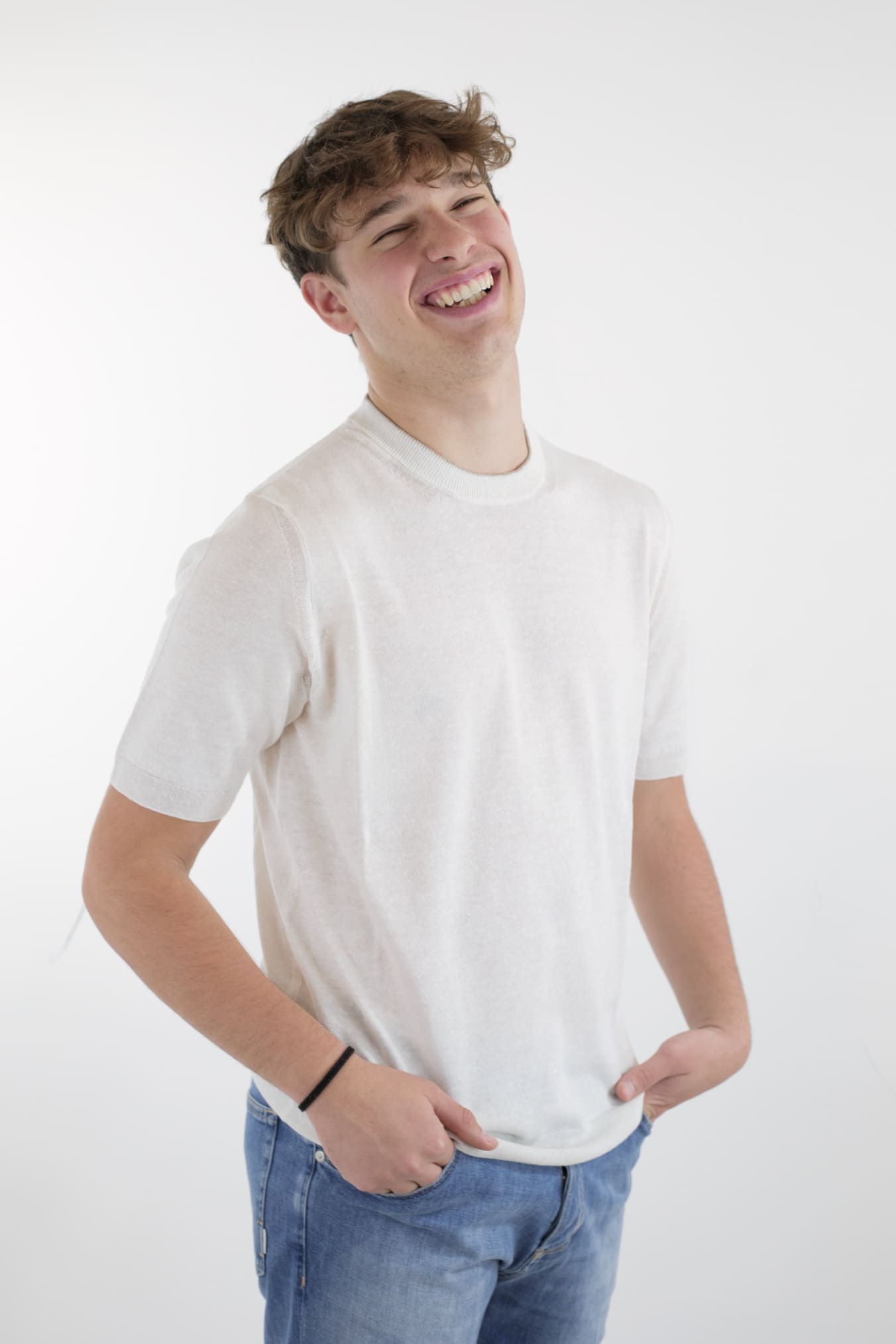 GUARINO Girocollo MM Cotone Lino Cashmere Bianco - Guarino Store