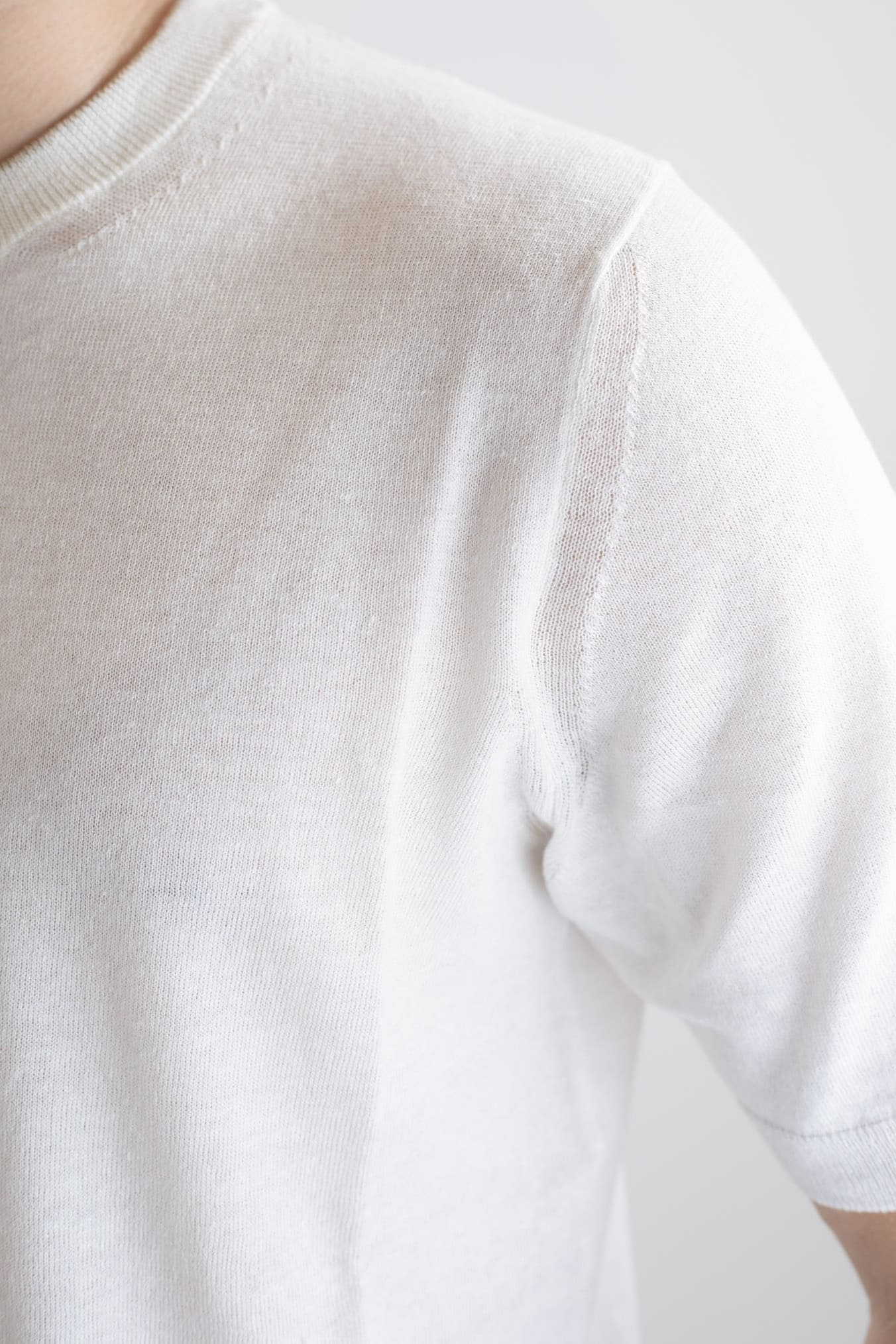 GUARINO Girocollo MM Cotone Lino Cashmere Bianco - Guarino Store