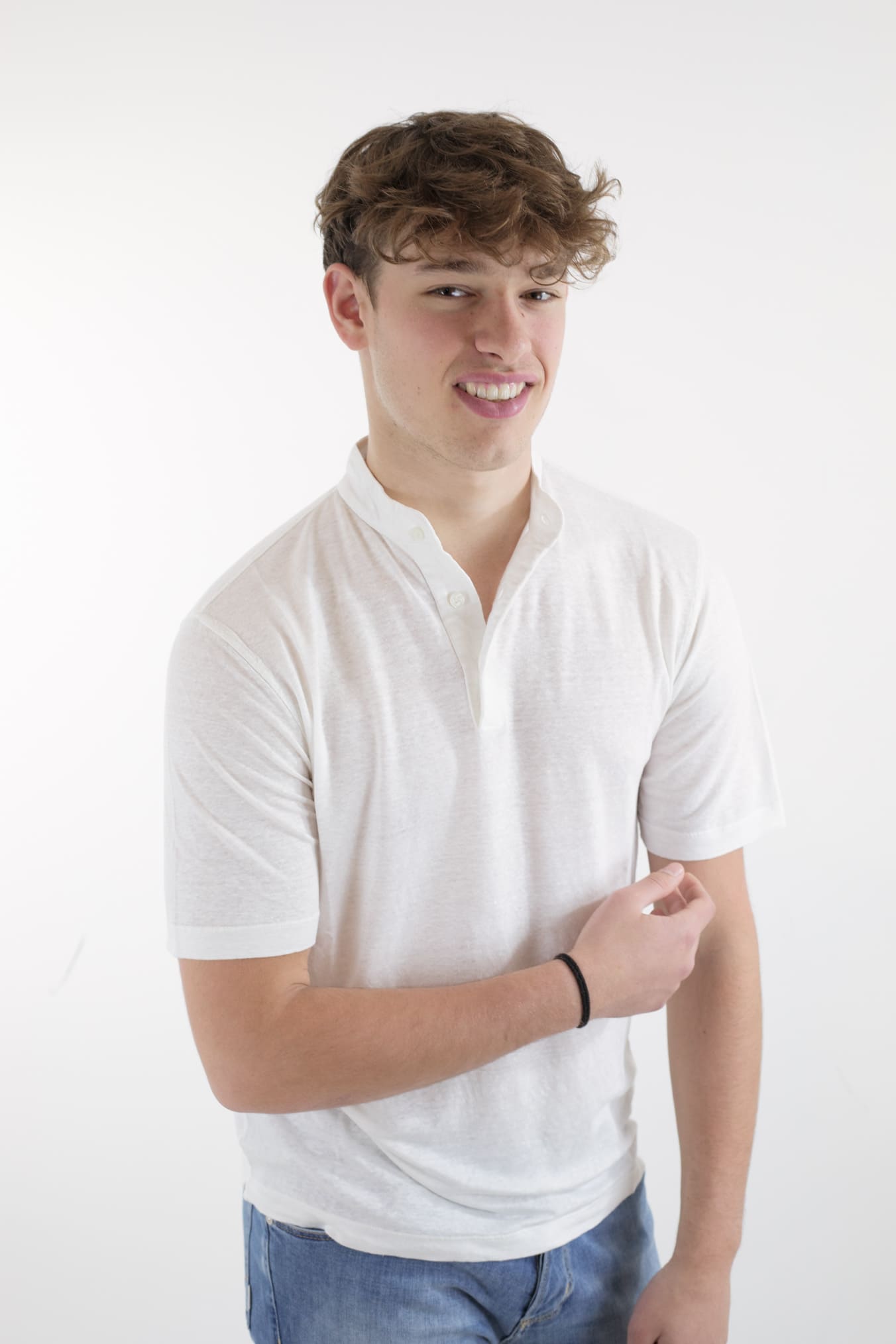 GUARINO Polo Coreana MC Jersey Lino Bianco - Guarino Store