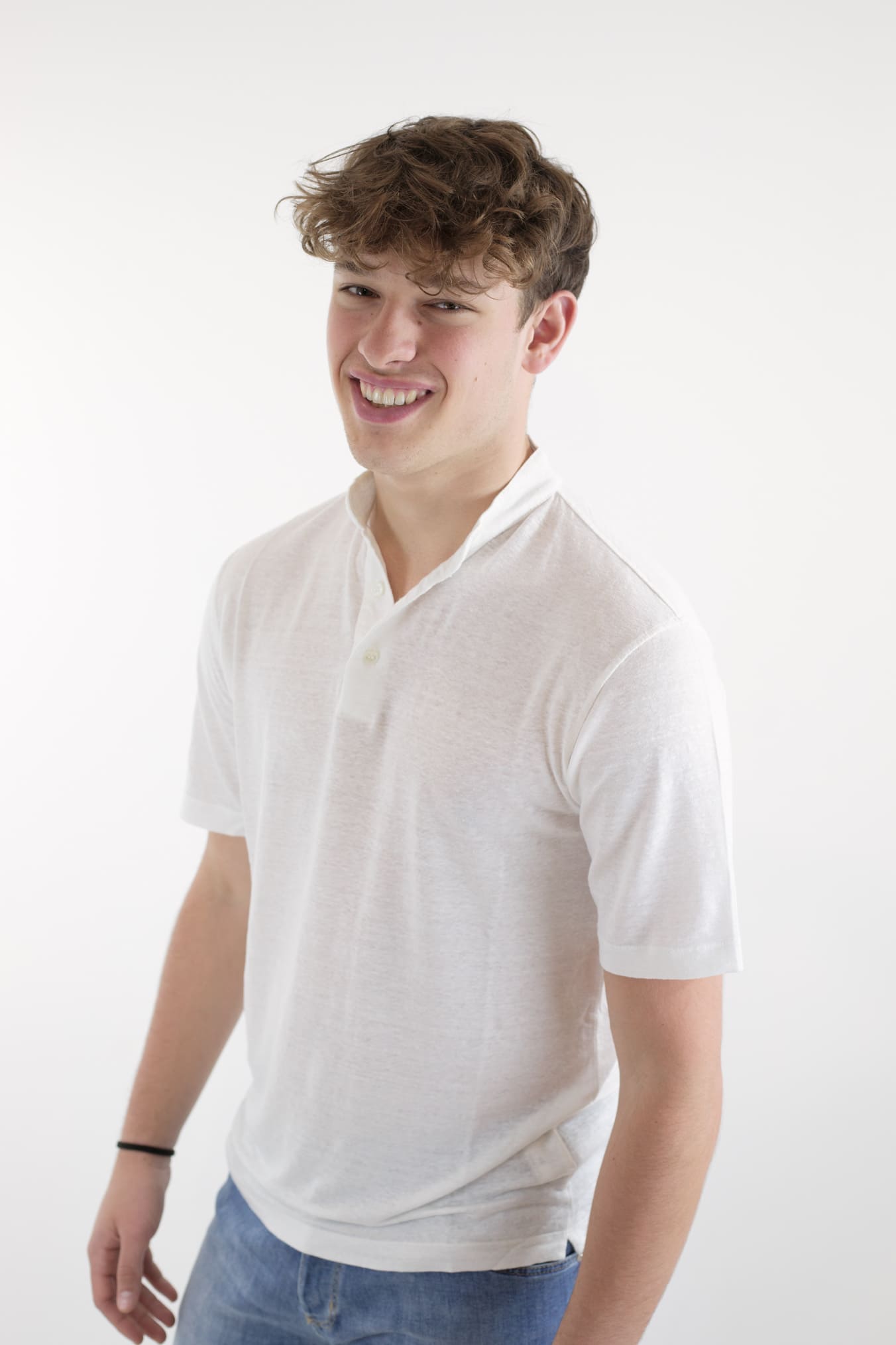 GUARINO Polo Coreana MC Jersey Lino Bianco - Guarino Store