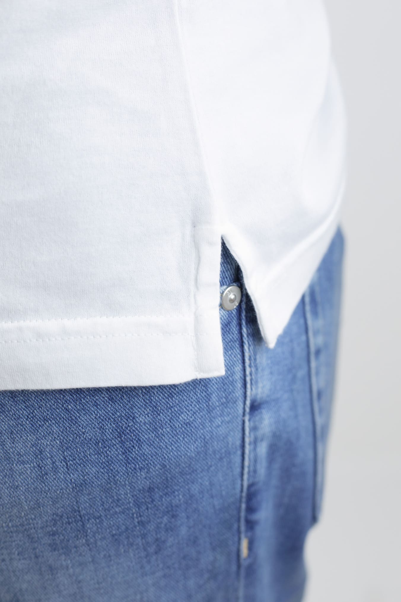 FEDELI Polo Maniche Lunghe Jersey Cotone Bianco